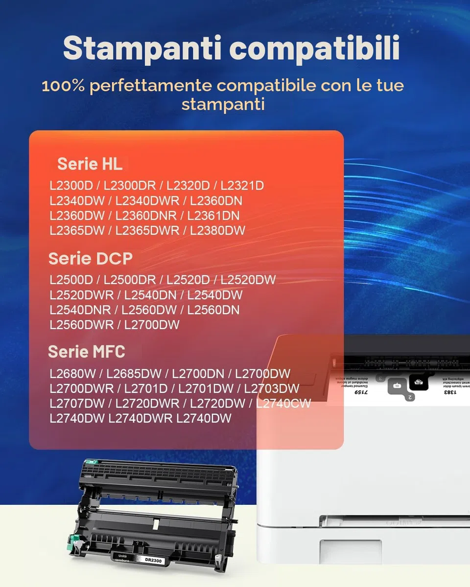 DR2300 Tamburo compatibile con Brother DR-2320 Tamburo DR2320 TN-2320 Toner per Brother MFC-L2700DW MFC-L2700DN MFC-L2720DW HL-L2340DW HL-L2300D DCP-L2520DW DCP-L2540DN MFC-L2740DW