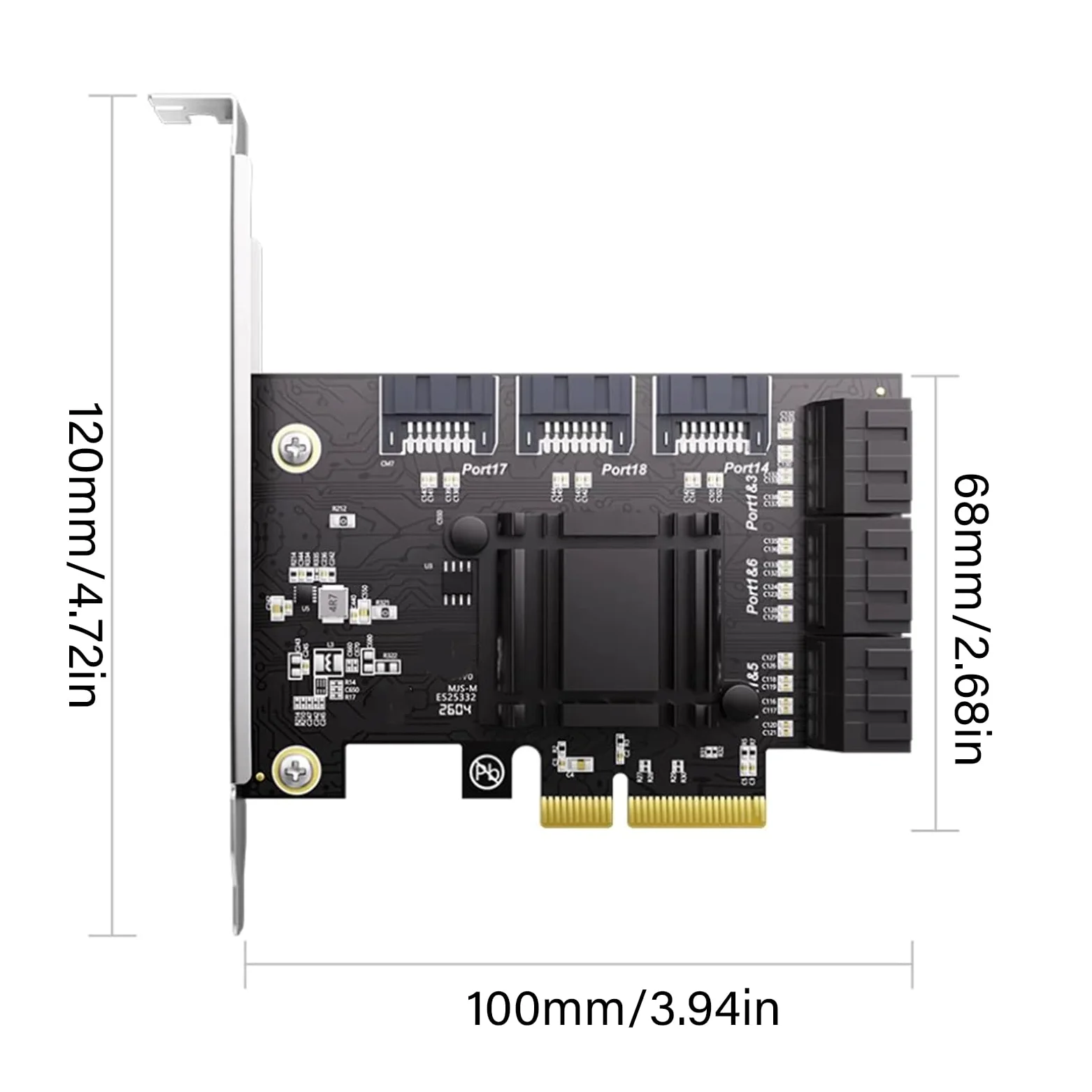 Scheda espansione PCIE a 9 Porte SATA3 0 con velocità trasferimento 6 Gbps per Nas Desktop e Adattatore per Disco Rigido Host Server
