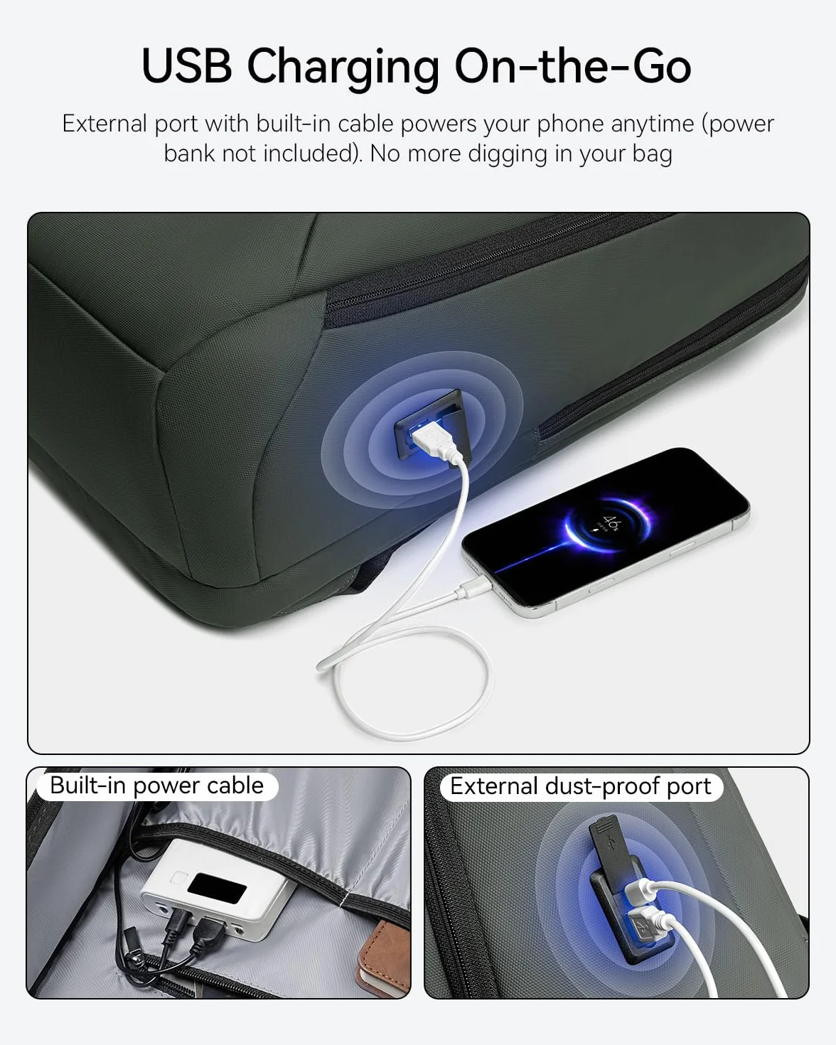 MARK RYDEN Zaino portatile di grande capacità con USB 17.3 pollici/15.6 pollici per gli uomini multifunzione antifurto zaino giorno per business