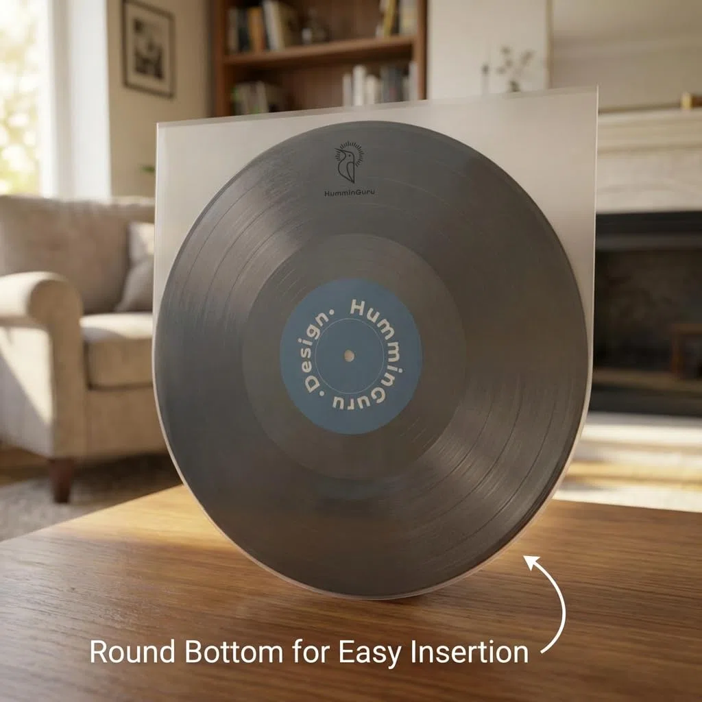 HumminGuru Buste per dischi in vinile buste interne per dischi in vinile, buste esterne, custodie per dischi (Maniche interne rotonde, 12")