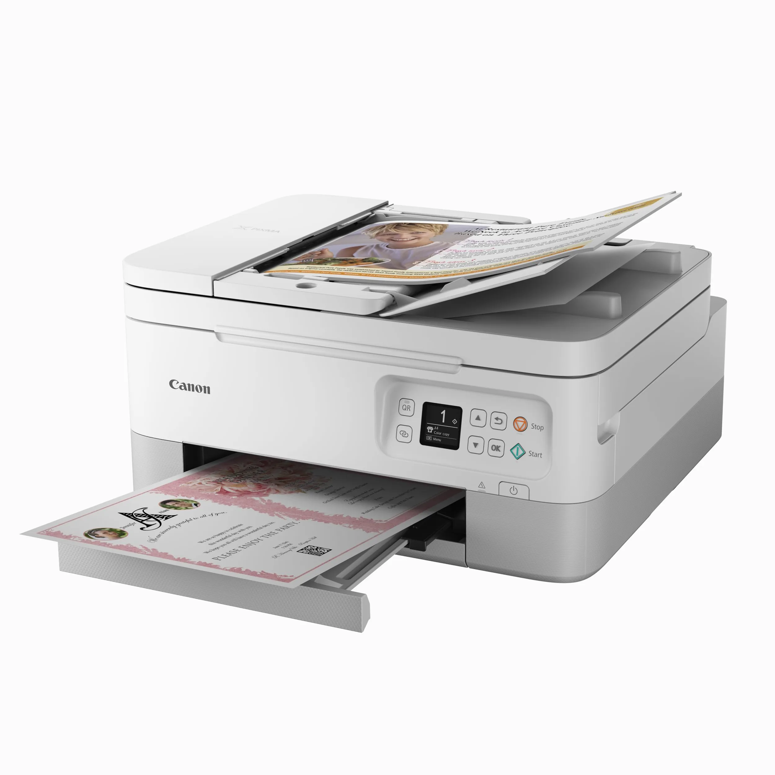 Canon PIXMA TS7451i Stampante Wifi, Multifunzione a Colori A4, Alimentatore Automatico di Documenti per Stampa Multimediale e Creativa - Ideale per Casa e Ufficio compatibile PIXMA PRINT PLAN; bianco