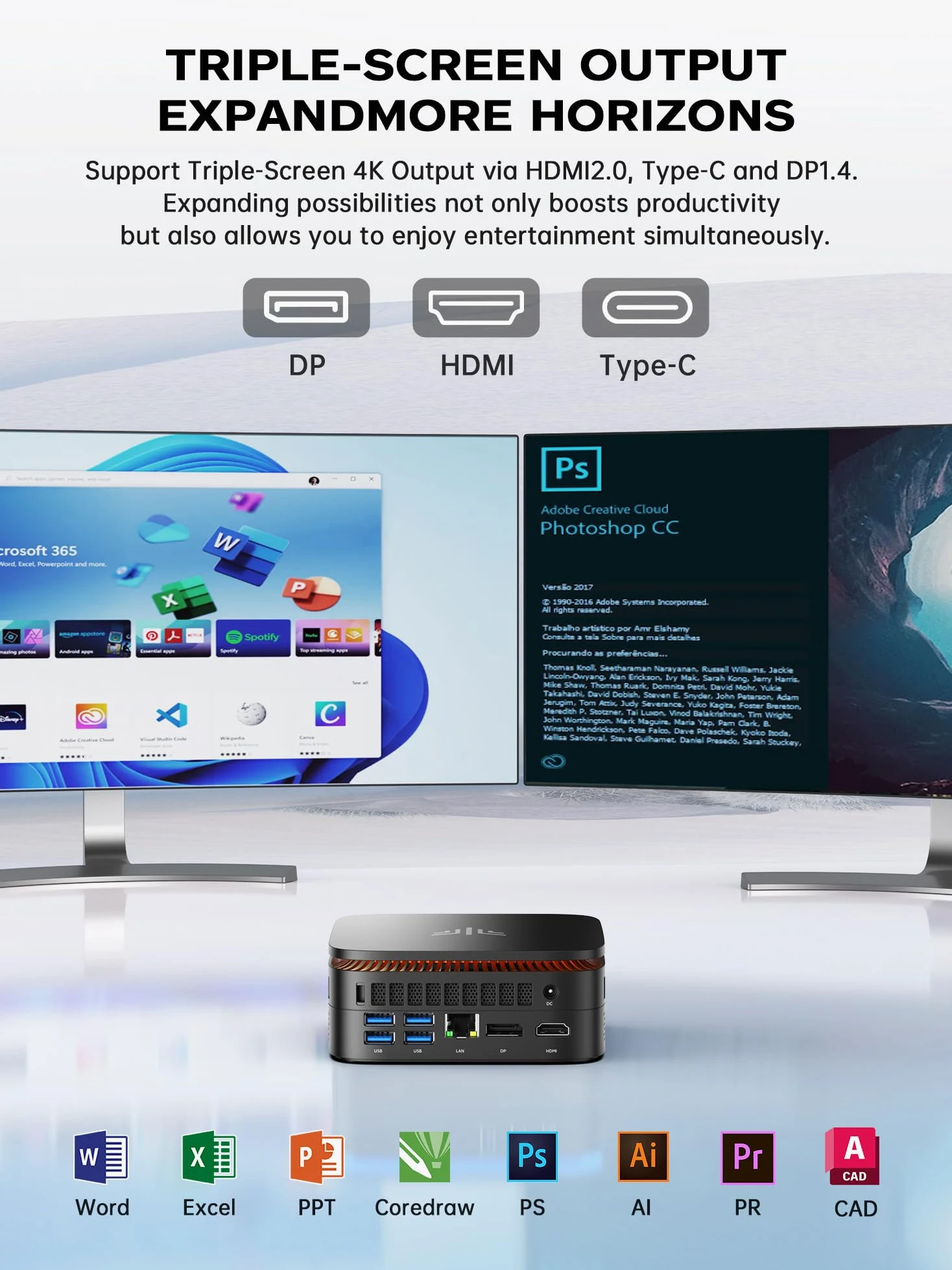ACEMAGICIAN Mini PC 8GB DDR4 256 GB M.2 SSD, AMD Ryzen R2544(fino a 3,7 GHz) P1 W11 Pro Mini Computer, 4K UHD HDMI+DP+Type-C, WLAN, Bluetooth 4.2, Gigabit Ethernet Micro Desktop PC