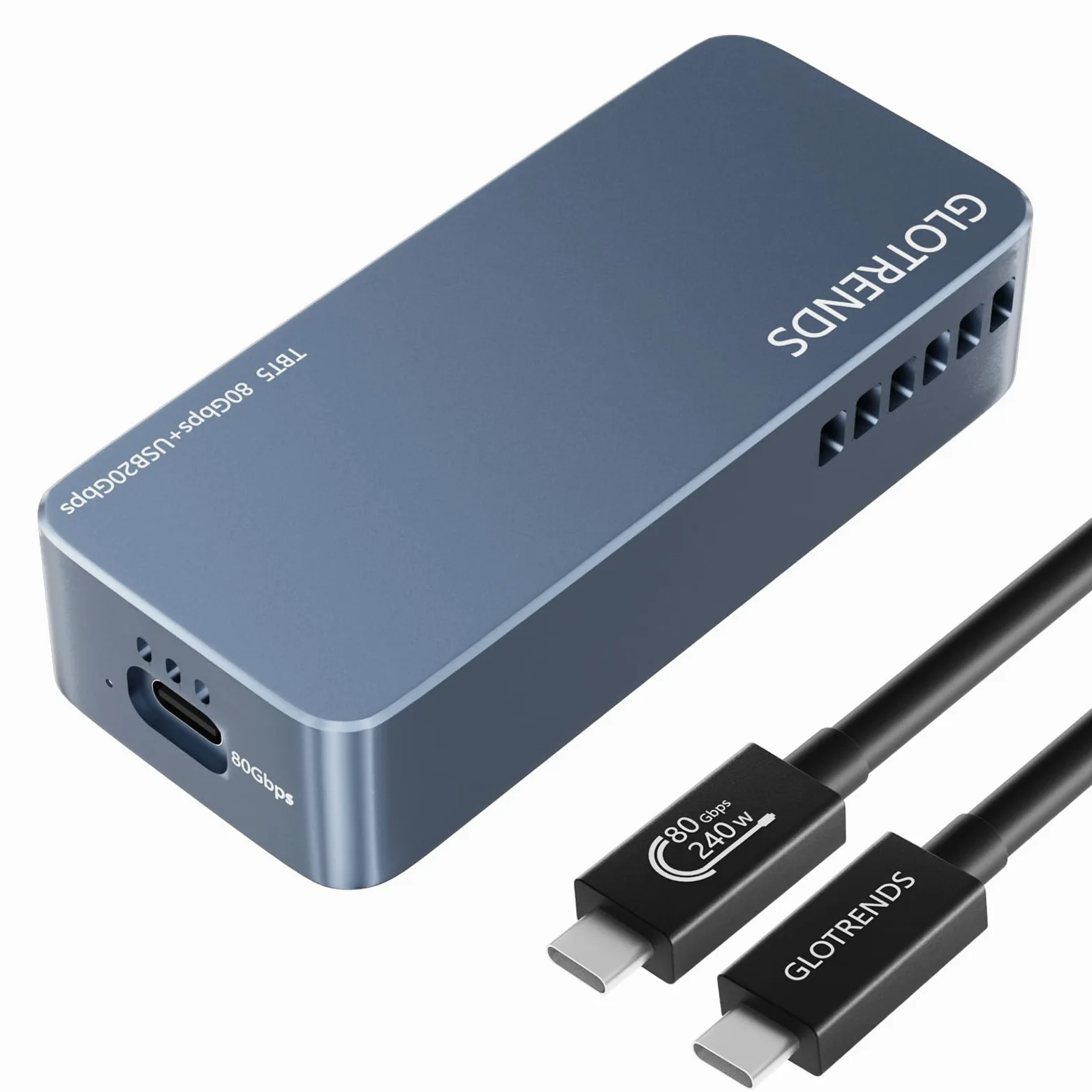 GLOTRENDS EM6003 Case SSD NVMe M.2 da 80 Gbps, compatibile con Thunderbolt 5/4/3/USB4 e USB 3.2 (20Gbps)/3.1/3.0/2.0, fino a 7.000 MB/s con bus PCIe 4.0 x4, supporta SSD da 8 TB, controller JHL9480 B2