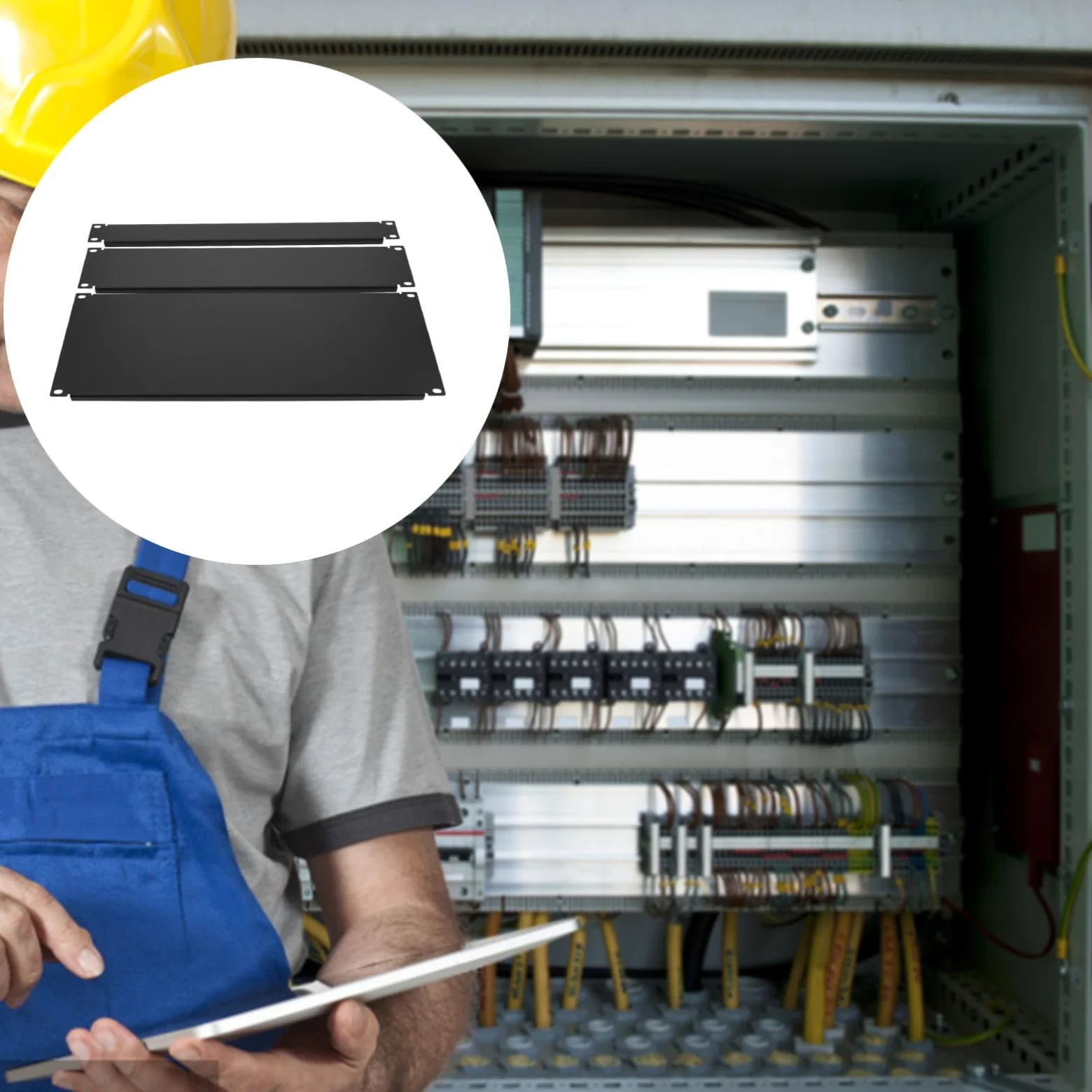 KALLORY 3 Pezzi Piatti di Copertura in Metallo Nero per Armadi Rack 1u 2u Taglie, Resistente All'usura e Facile da Usare, Copertura per Montaggio in Sala Macchine