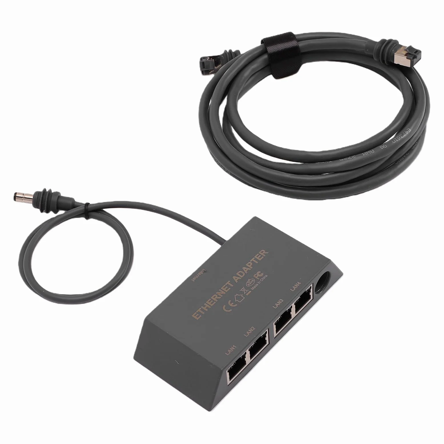 Tnfeeon Adattatore Ethernet Satellitare, Hub di Rete a 4 Porte, Connessione | Materiale ABS, Plug and Play, Cavo Cat 5e Incluso, per Casa, Ufficio e