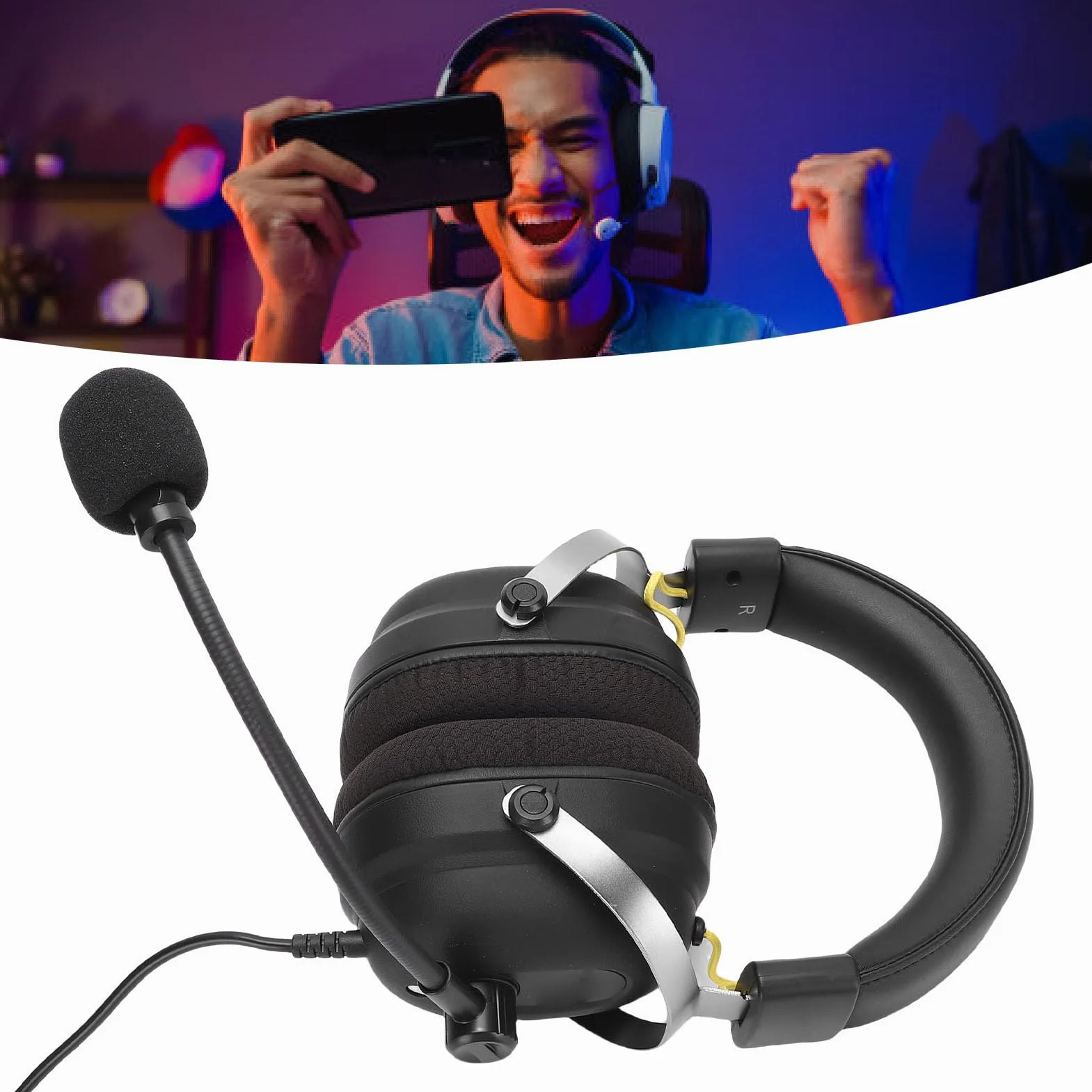SIXRUN Cuffie da Gioco, Comoda Memory Foam, Driver da 50 Mm, Surround a 360 Gradi per PC, Series X S, Switch