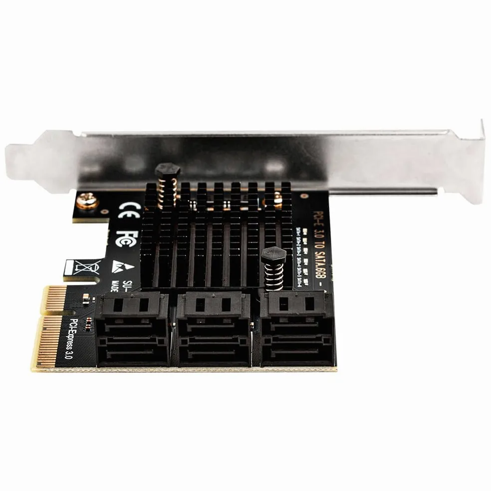 Adattatore PCIE a SATA, scheda di espansione PCIe 3.0 x2 a 6 porte con ASM1166 per aggiornamento di archiviazione desktop, server domestico, libreria multimediale, PC di backup e workstation
