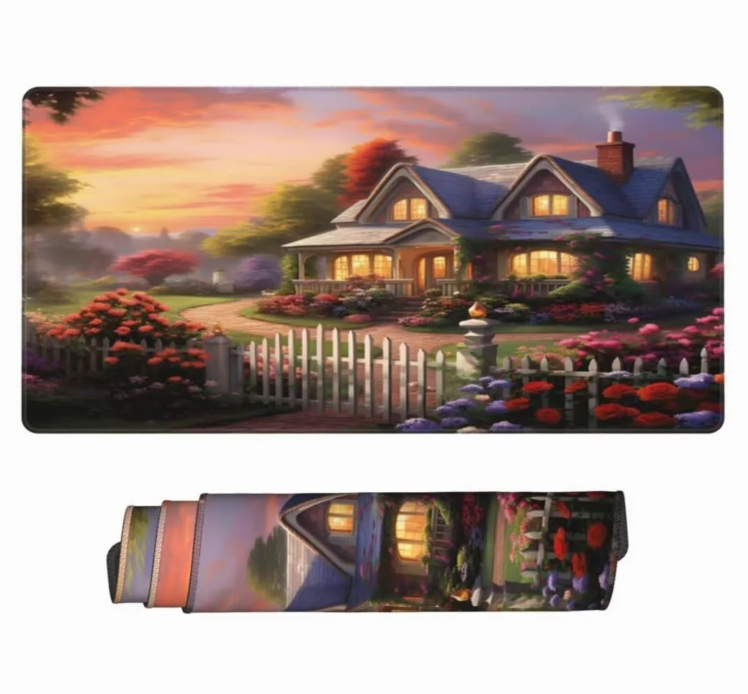 Tappetino Mouse XXL 1000x500mm Casa da Sogno Grande Mouse Pad, Tappetino Scrivania con Bordi Cuciti, Grande Mousepad Gaming con Base Antiscivolo per Giocatori, Ufficio e Casa (Paesaggio) -MP1598