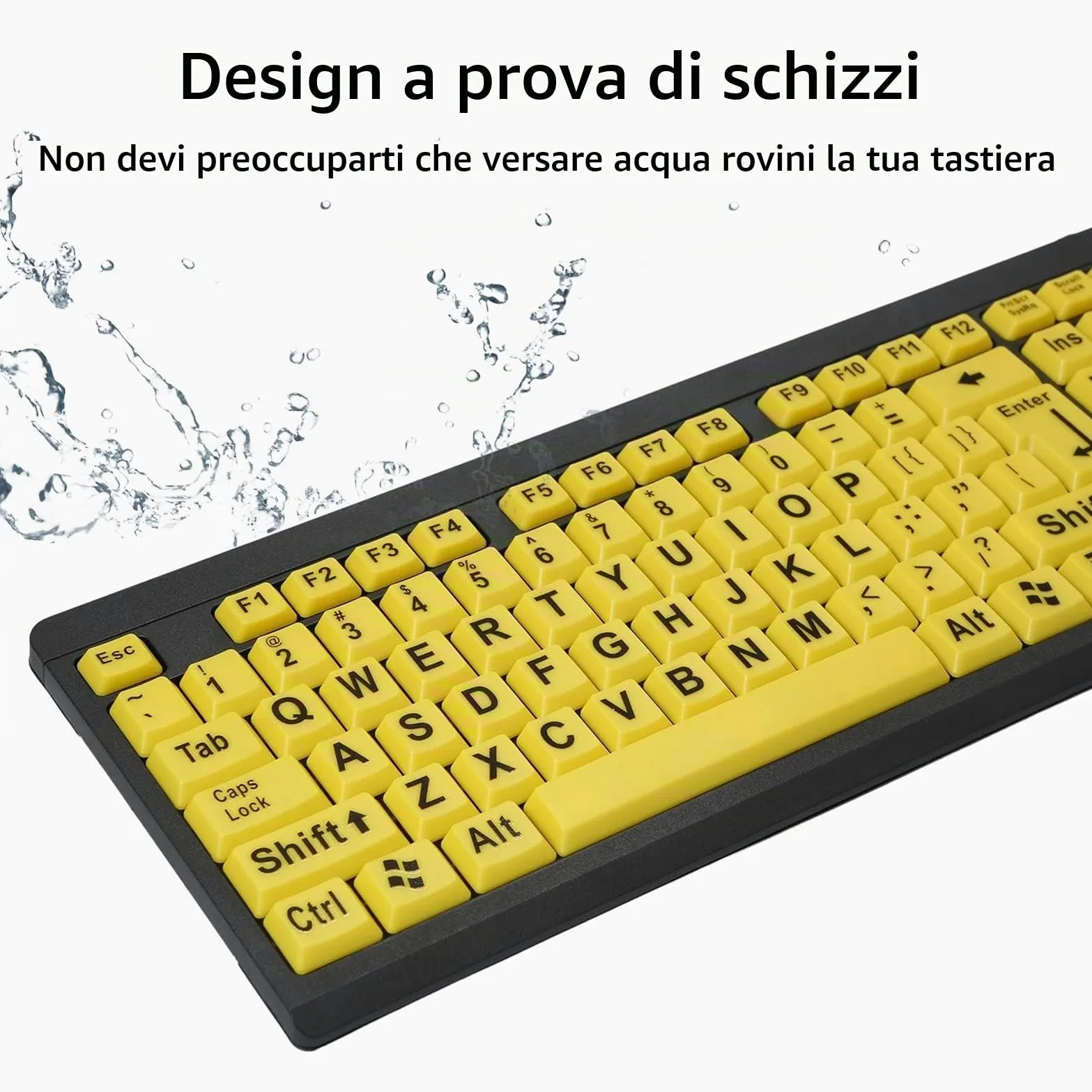 Tastiera per Computer con Stampa Grande USB cablata per utenti ipovedenti 104 Tasti ad Alto Contrasto Lettere per Anziani,Tastiera cablata
