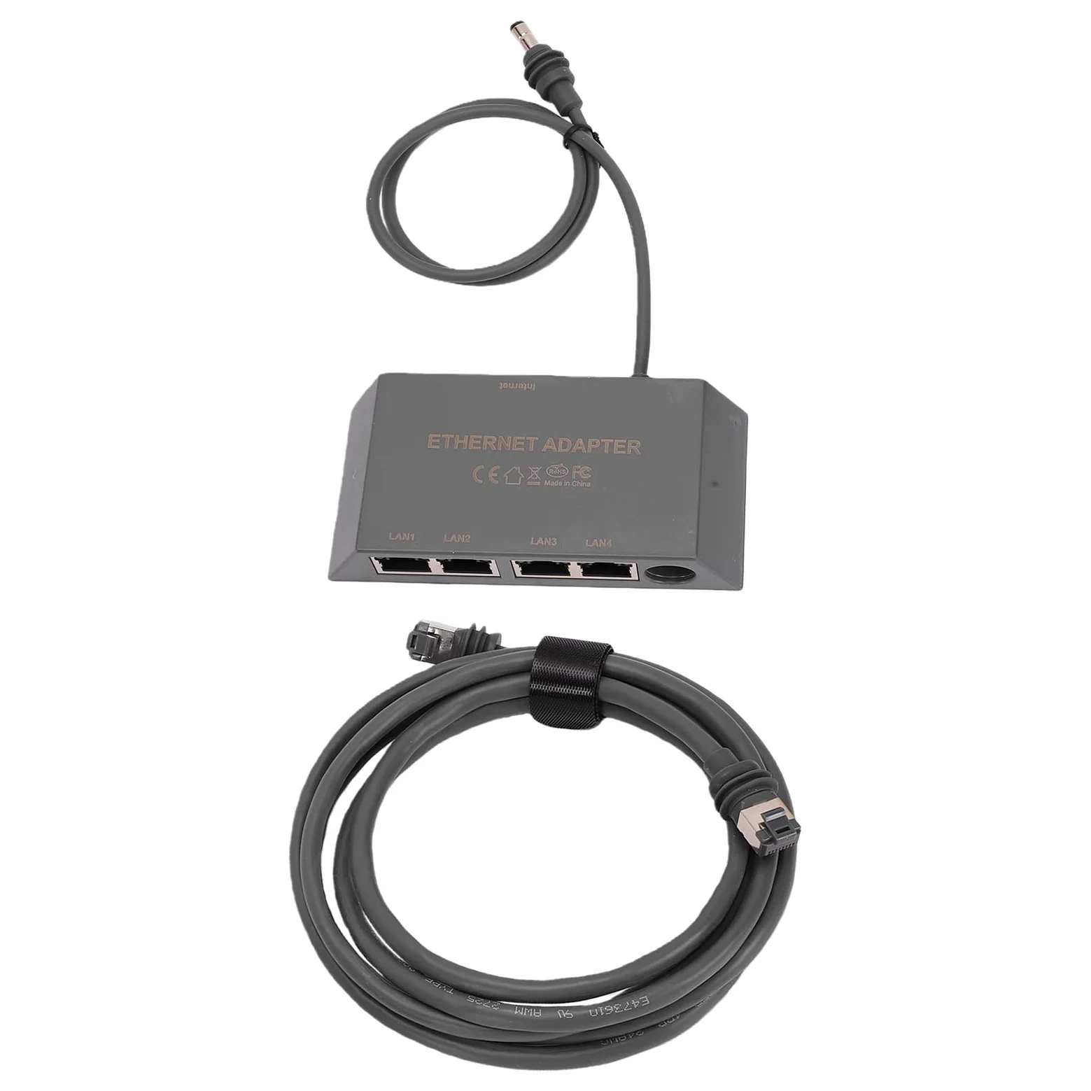 Tnfeeon Adattatore Ethernet Satellitare, Hub di Rete a 4 Porte, Connessione | Materiale ABS, Plug and Play, Cavo Cat 5e Incluso, per Casa, Ufficio e
