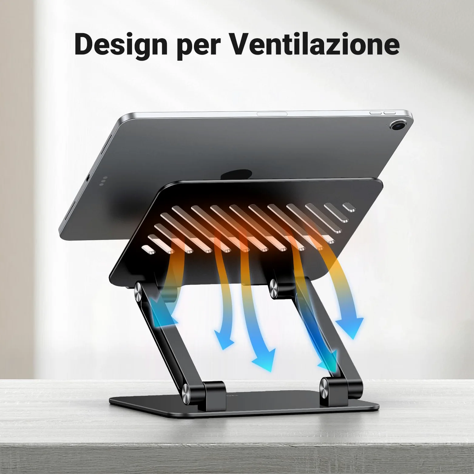 UGREEN Supporto per Tablet da 4,7" a 12,9" Universale, Porta Cellulare da Tavolo Regolabile Pieghevole per iPad 2022, MatePad, Galaxy Tab, Xiaomi Pad, iPhone 16 Plus Pro Max Nero