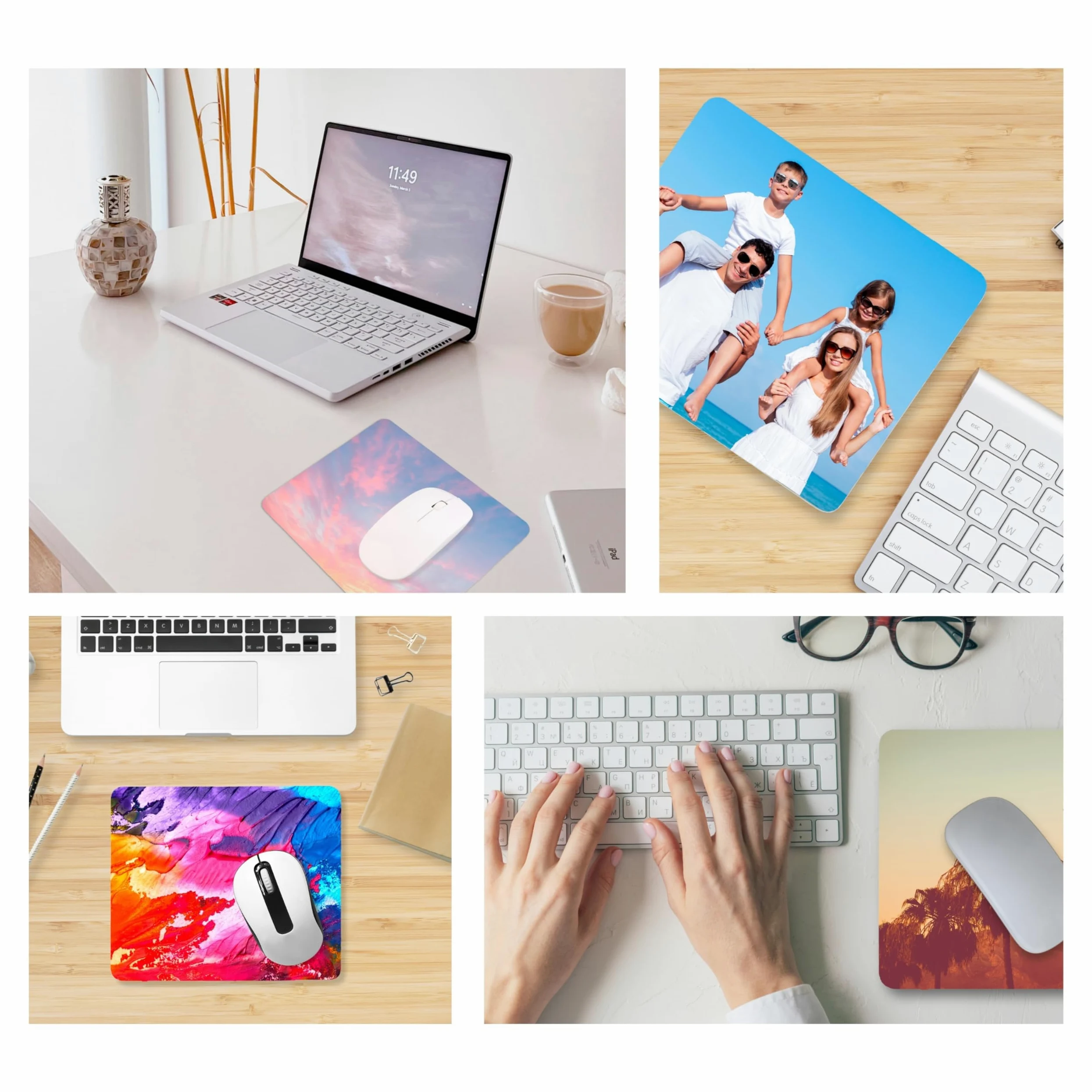 50 tappetini per mouse bianchi a sublimazione, rettangolari, per stampa a caldo, con base in gomma antiscivolo per personalizzazione, casa, ufficio, laptop e stampanti a sublimazione