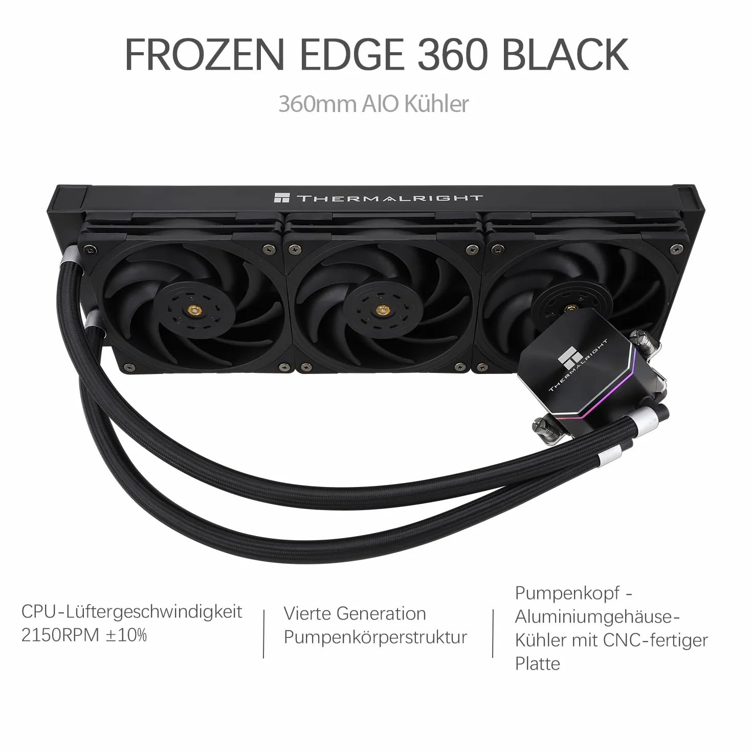 TR-Thermalright Frozen Edge 360 - Radiatore liquido CPU 360 mm, facile da installare, per AMD/AM4/AM5, Intel LGA1851/1700/115x/1200/2011