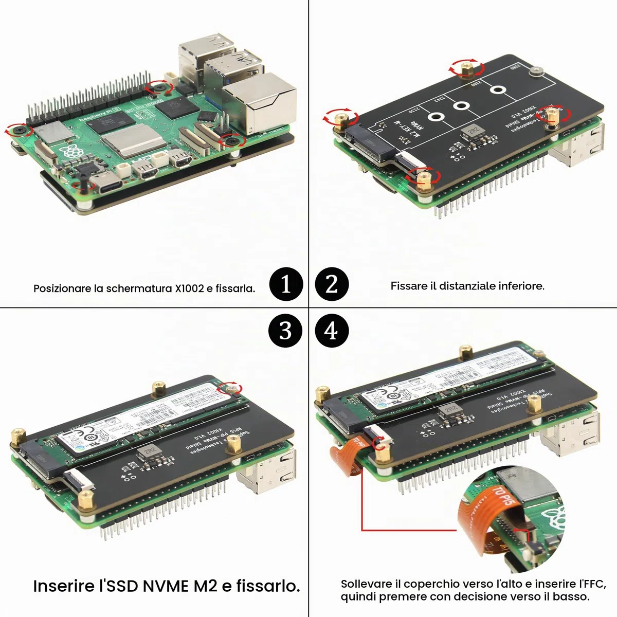 Geekworm X1002 M.2 NVMe SSD PIP PCIe Peripheral Board Bottom Base for Raspberry Pi 5