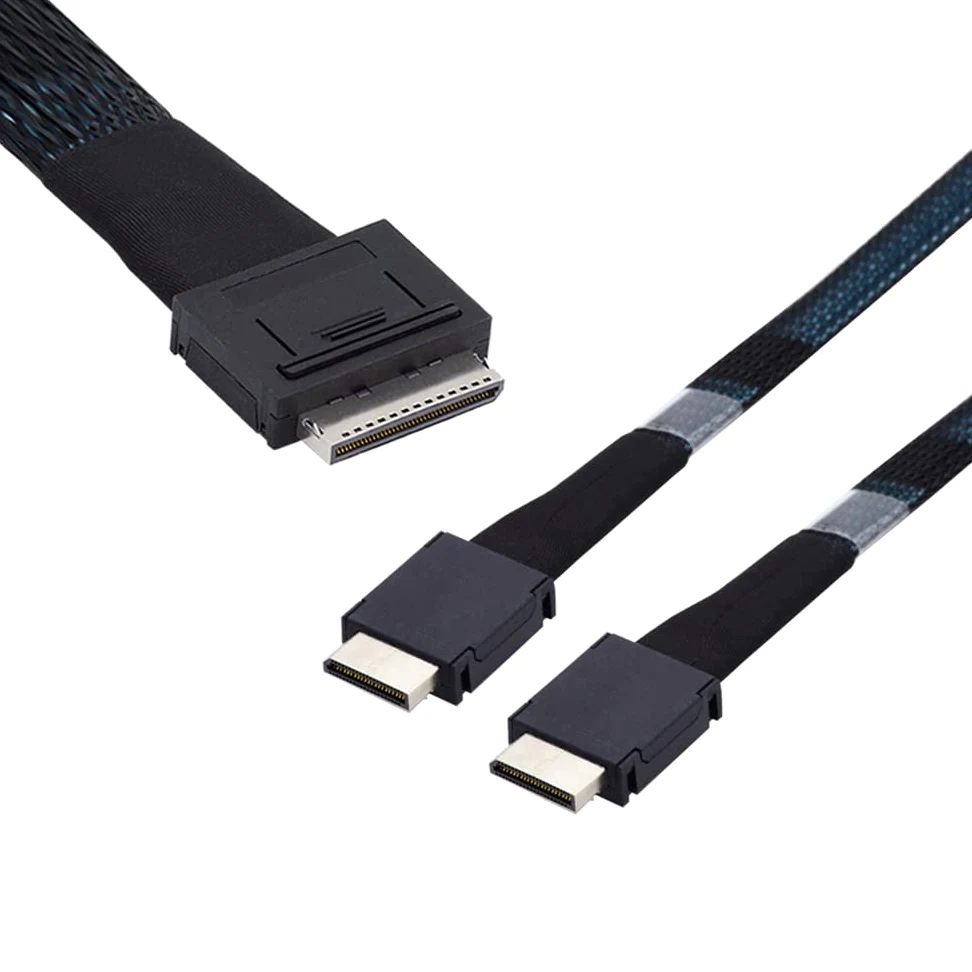 OCuLink PCIe PCI-Express SFF-8611 8X 8-Lane a Dual SFF-8611 Oculink 4X SSD, cavo dati attivo, 50 cm