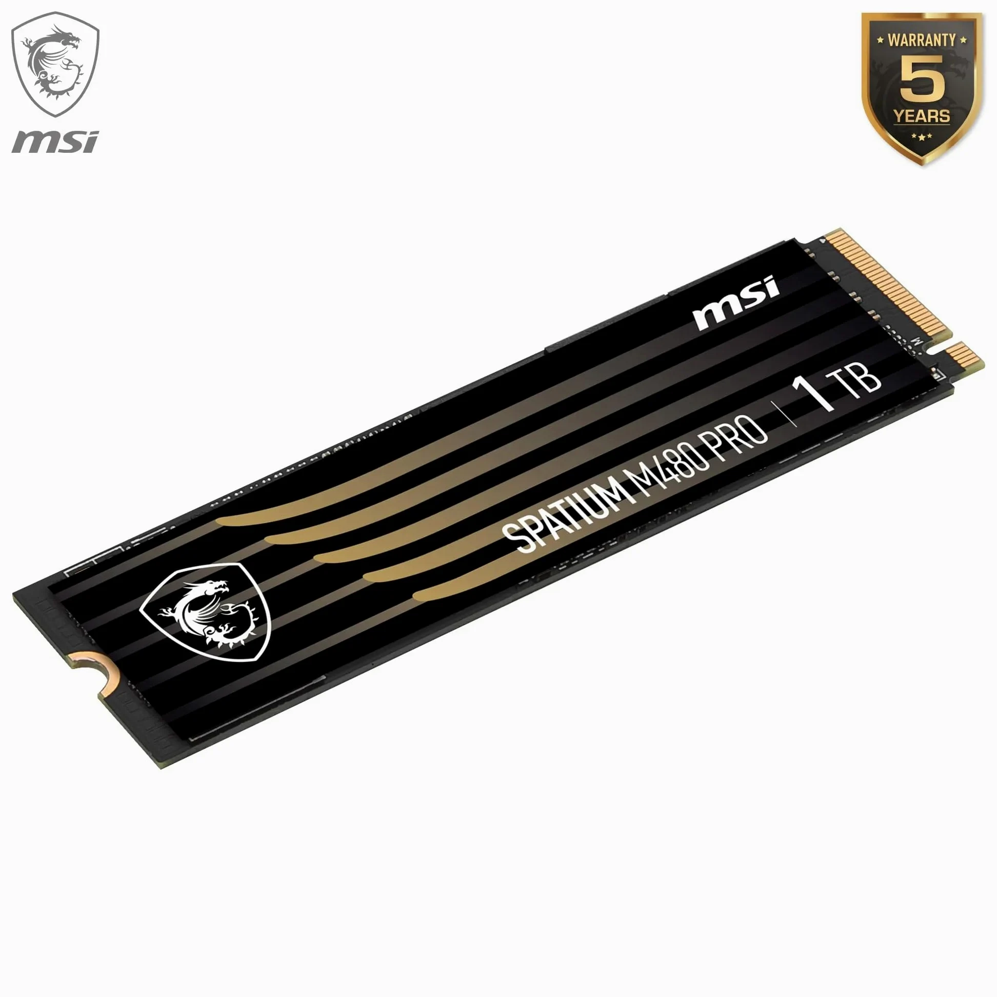 MSI SPATIUM M480 PRO SSD 1TB – SSD Interno M.2 NVMe PCIe 4.0, 7400 MB/s in Lettura & 6000 MB/s in Scrittura, 3D NAND, Sicurezza Dati Integrata, Center – Garanzia 5 Anni (700 TBW)
