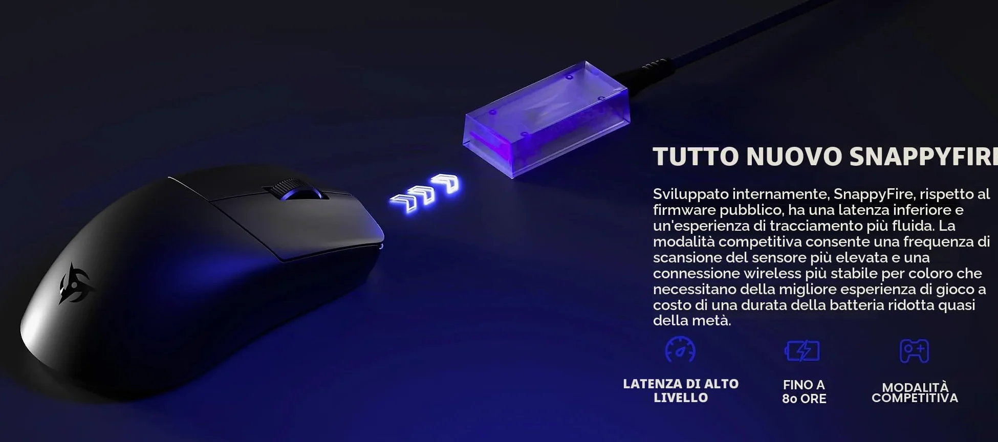 Ninjutso Sora V2 8K Mouse Wireless Gaming (39g) - Sensore AIMNINJA, 26000 DPI, Ricevitore SnappyFire 8K Incluso, Policarbonato, Nero