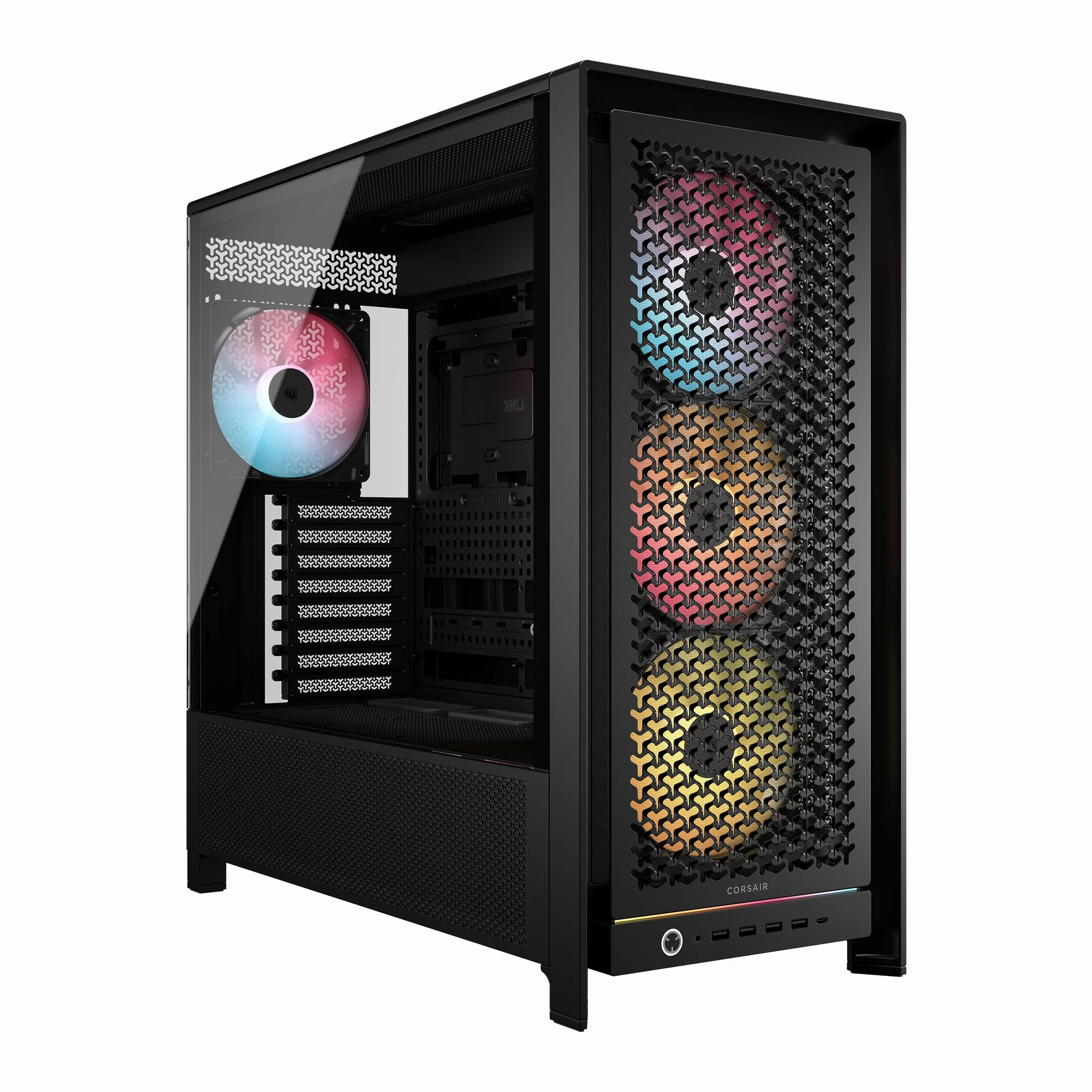 CORSAIR FRAME 5000D RS ARGB Modulare Flusso d'aria Elevato Mid-Tower PC Case – 4x Ventole RS Preinstallate, Sistema di Montaggio Delle Ventole InfiniRail, Scheda Madre a Connettore Inverso – Nero