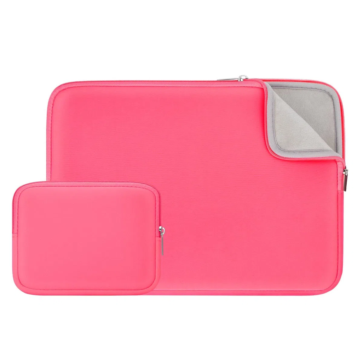 RAINYEAR Custodia imbottita con fodera morbida per laptop da 14 pollici, con tasca porta accessori per MacBook Air da 15 pollici M2 M3 M4 M5 e Notebook Chromebook da 14 pollici, Rosa Brillante