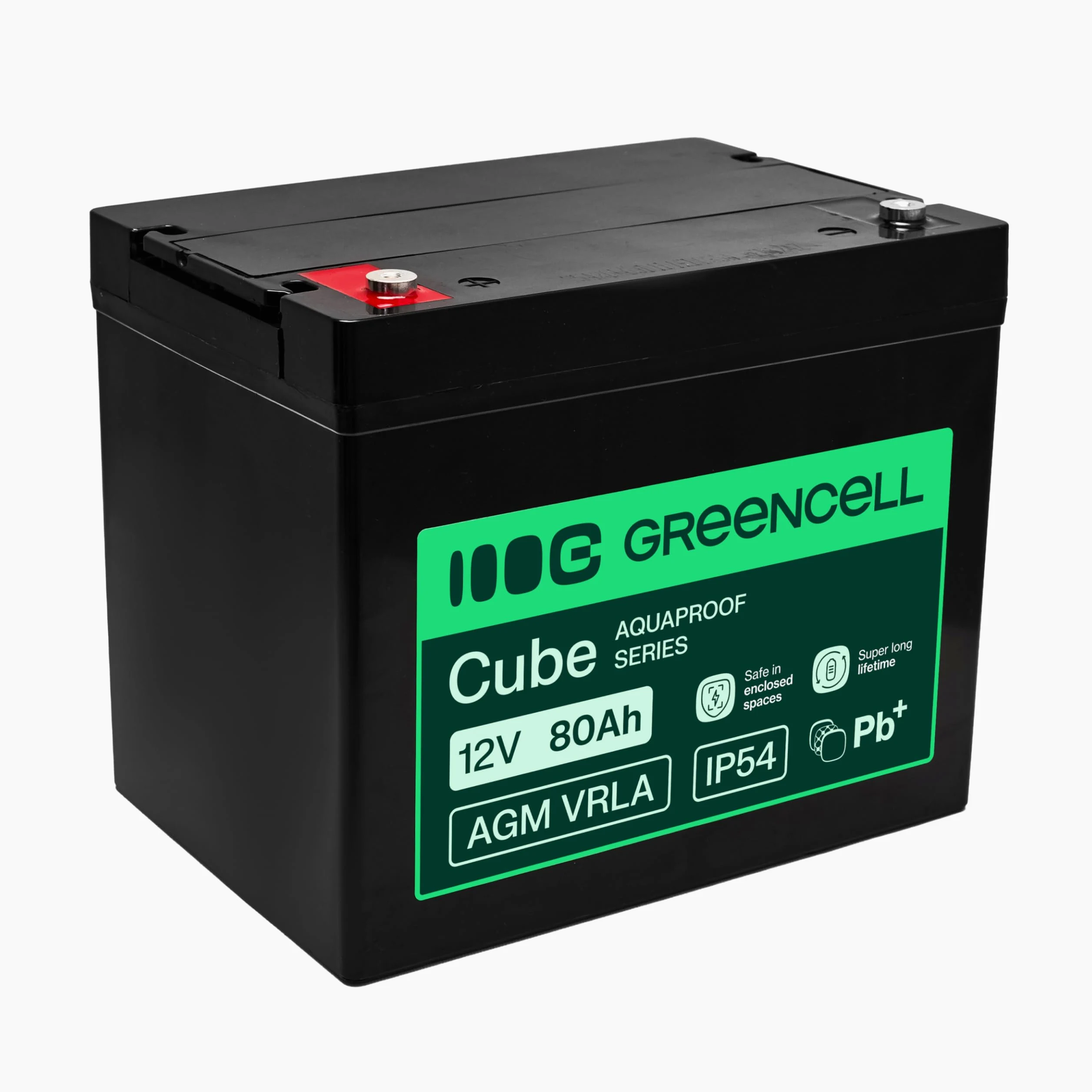 Greencell AGM VRLA 12 V 80 Ah - Batteria gel senza manutenzione per UPS, campeggiatori, sistemi di allarme, alimentazione di emergenza e applicazioni industriali, durevole, protezione IP54, alte