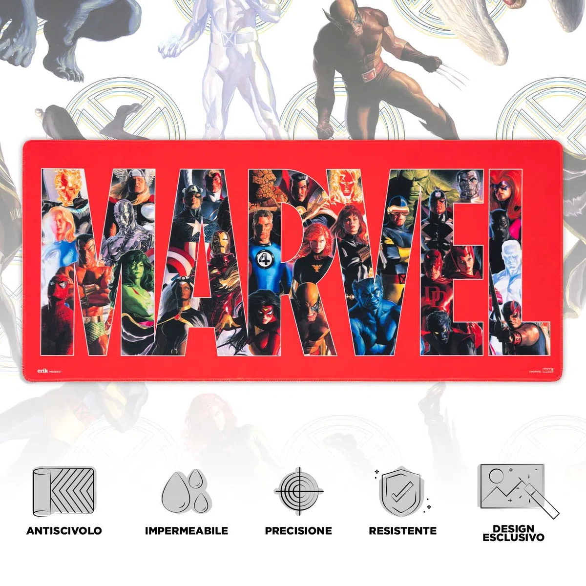 Grupo Erik: Tappetino Mouse Avengers | Tappetino mouse Marvel XXL, base antiscivolo, 100% waterproof e con rifiniture di qualità, 80 x 35 cm, Tappetino Gamer