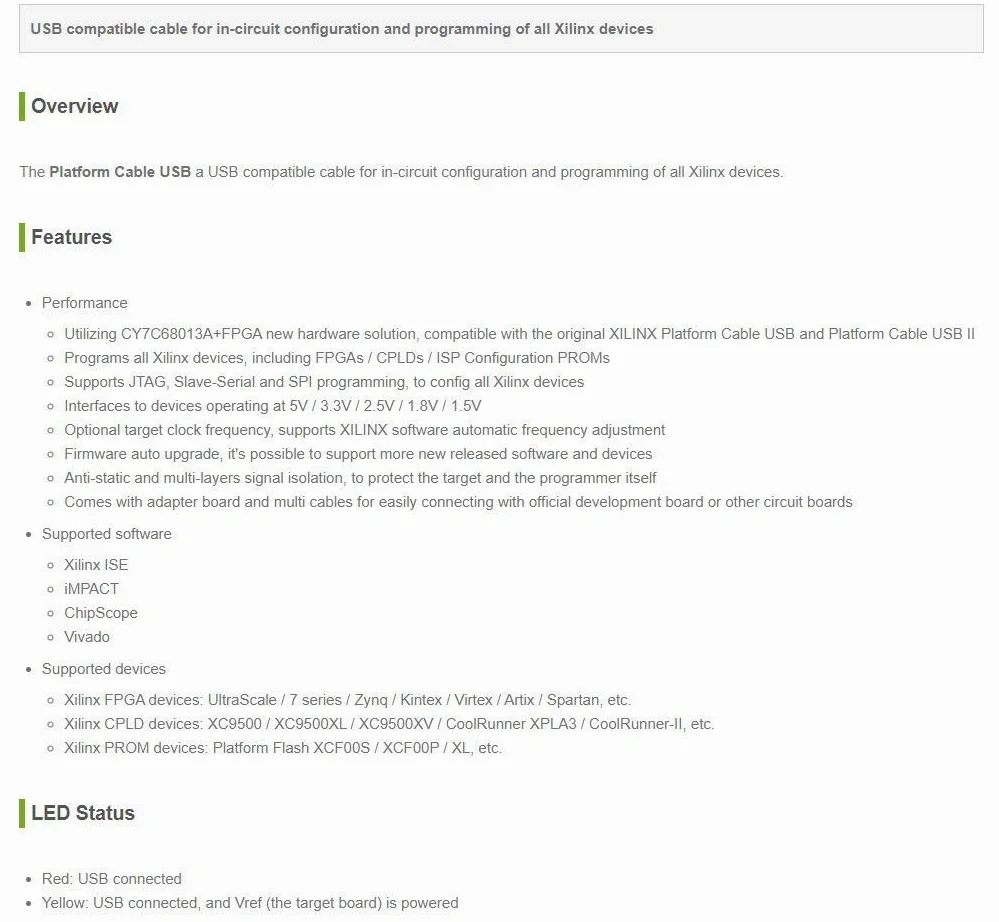 Waveshare XILINX JTAG Download Debugger Compatible XILINX Platform Cable USB FPGA CPLD in-Circuit Debugger Programmer