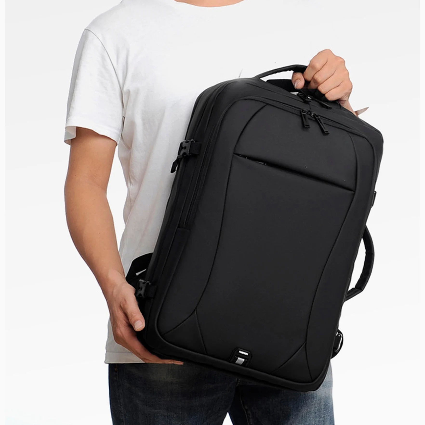 Zaino Business Leggero per Laptop, Ampio Zaino da Viaggio Espandibile con Porta di Ricarica USB, Robusto Zaino Casual per Pendolari con Fascia per Trolley e Scomparti Multipli