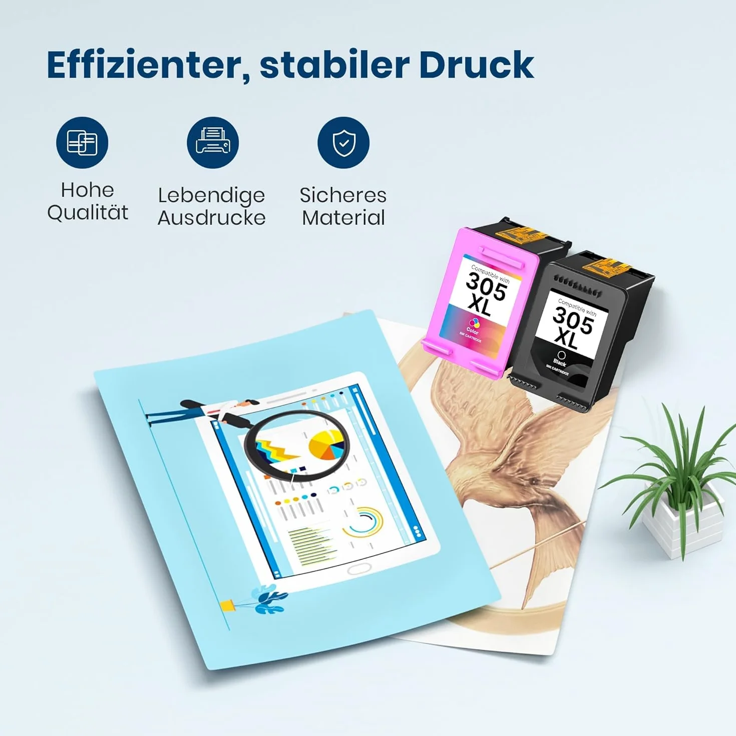 305XL per Cartucce HP 305 XL Nero e Colore per DeskJet 2820e 2810e 2800e 4220e 2720e 2720 2823e DeskJet Plus 4220e Envy 6020e 6020 6022 6000 6420e 6120e 6030e 6032 6020 6430e 6022 (2-Pack)