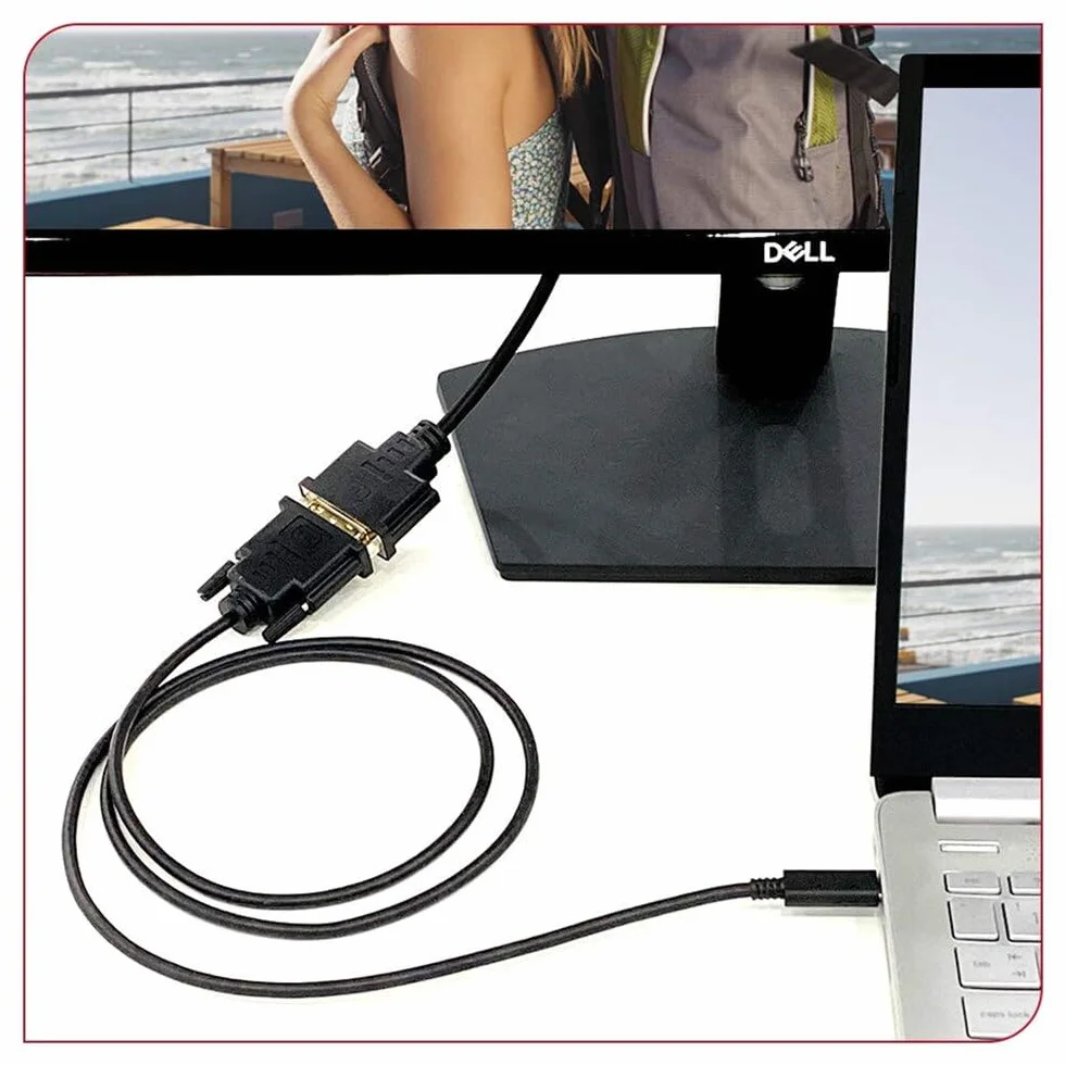 MMOBIEL Adattatore da USB-C a DVI - Da USB-C a DVI-D Dual Link Compatibile con MacBook, iPad, Dell XPS ecc. Cavo Convertitore per Monitor, TV, Proiettore - 1080p Full HD 60Hz - Oro - 1,8 m