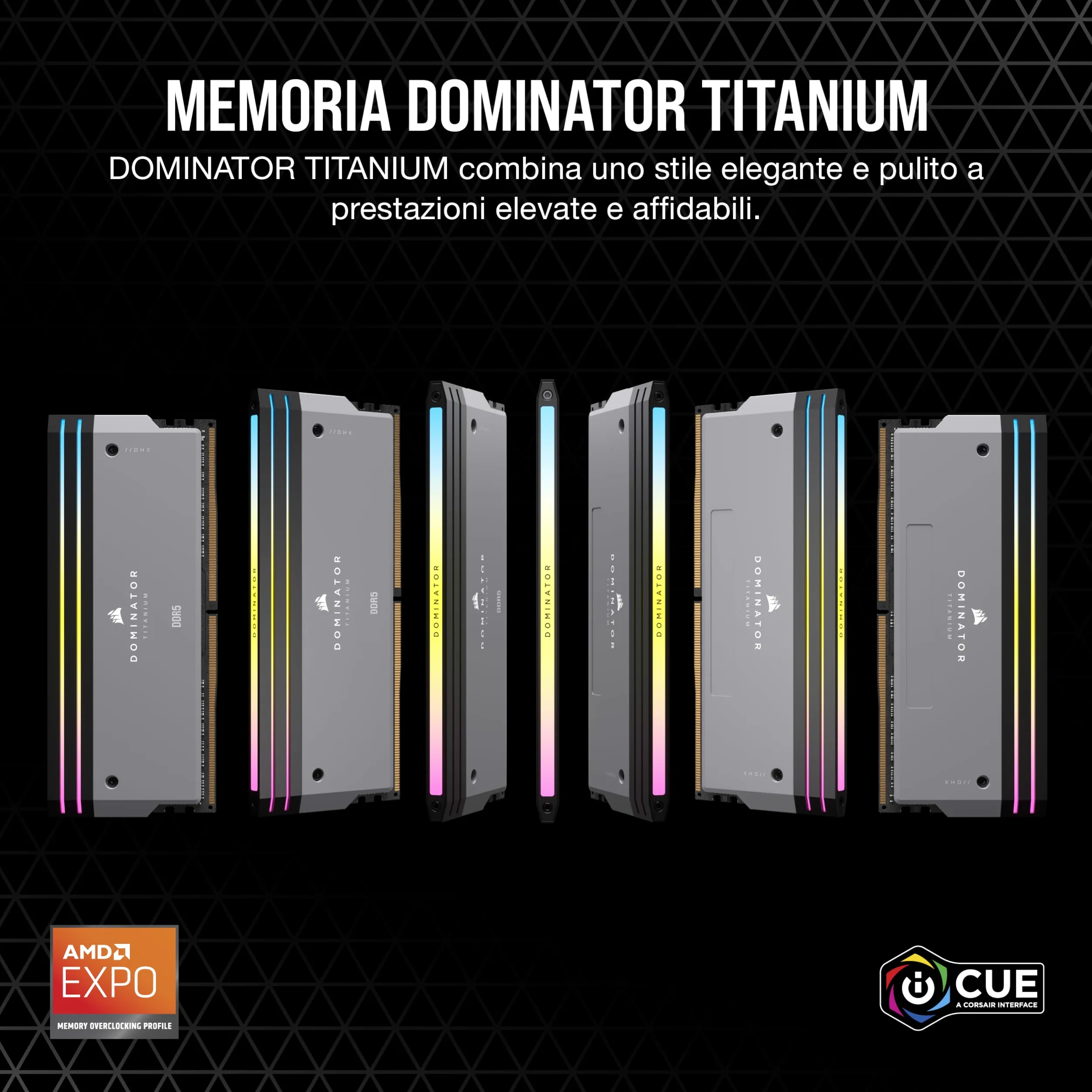 CORSAIR DOMINATOR TITANIUM RGB DDR5 32GB (2x16GB) DDR5 6000MHz CL30 AMD EXPO Intel XMP iCUE Memoria Compatibile per Computer - Grigio (CMP32GX5M2B6000Z30)