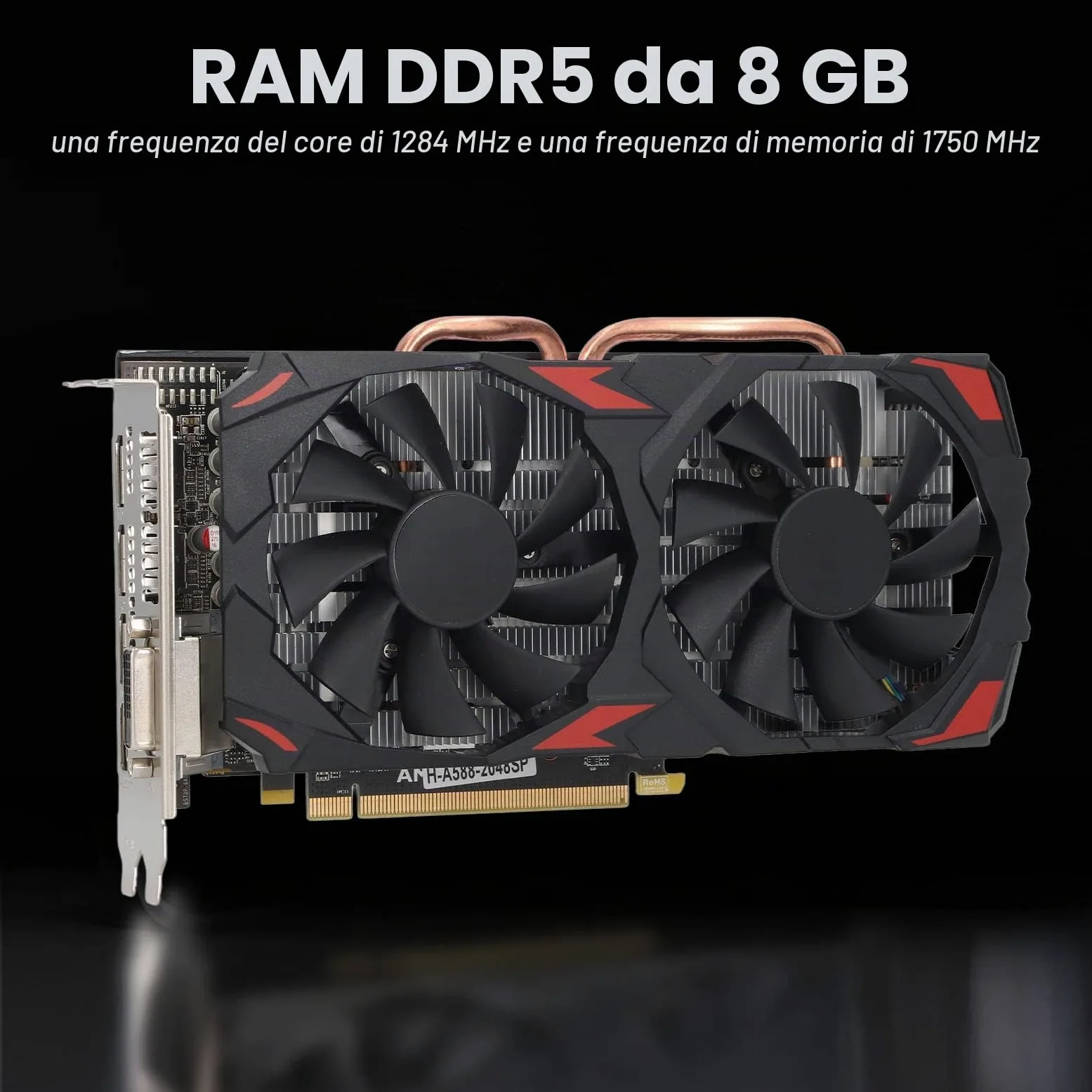 VBESTLIFE Scheda Grafica RX-580, Scheda Video da Gioco per PC Desktop a Basso Rumore da 8 GB GDDR5 256BIT, PCIE 3.0 16X, Doppia Ventola di Raffreddamento, Supporto per DirectX 12