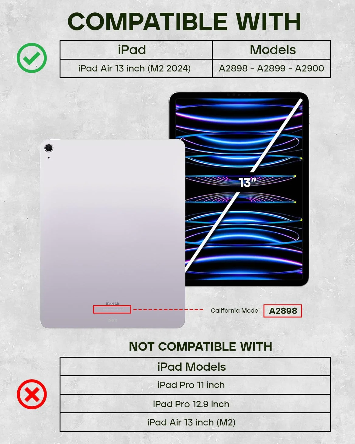Porter Riley - Custodia in vera pelle compatibile con iPad Air 13" M4 (2026), M3 (2025) & M2 (2024). Custodia/supporto/cover in vera pelle di alta qualità. (Nero Puro)