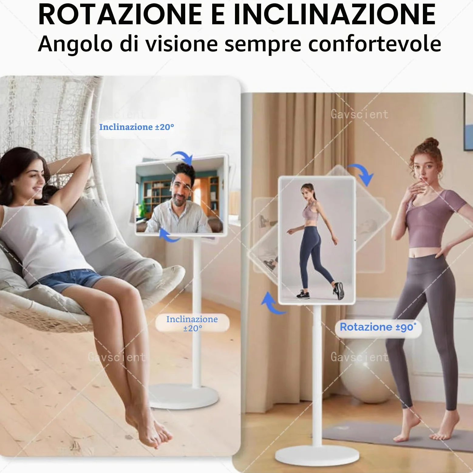 TV Intelligente Portatile FHD 2ª Generazione, Android 12, TV-Tablet Rotolante su Ruote, Batteria 6000mAh Integrata, Rotazione Completa – per Cinema Casa & Presentazioni Ufficio 21.5-8/128G