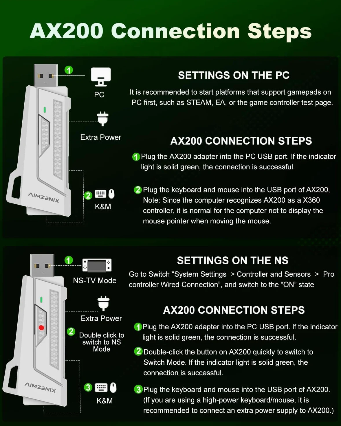 Megadream AX200 Adattatore per tastiera e mouse, convertitore ad alte prestazioni per giocare a FPS, COD, R6, The Finals, mappatura della flessione
