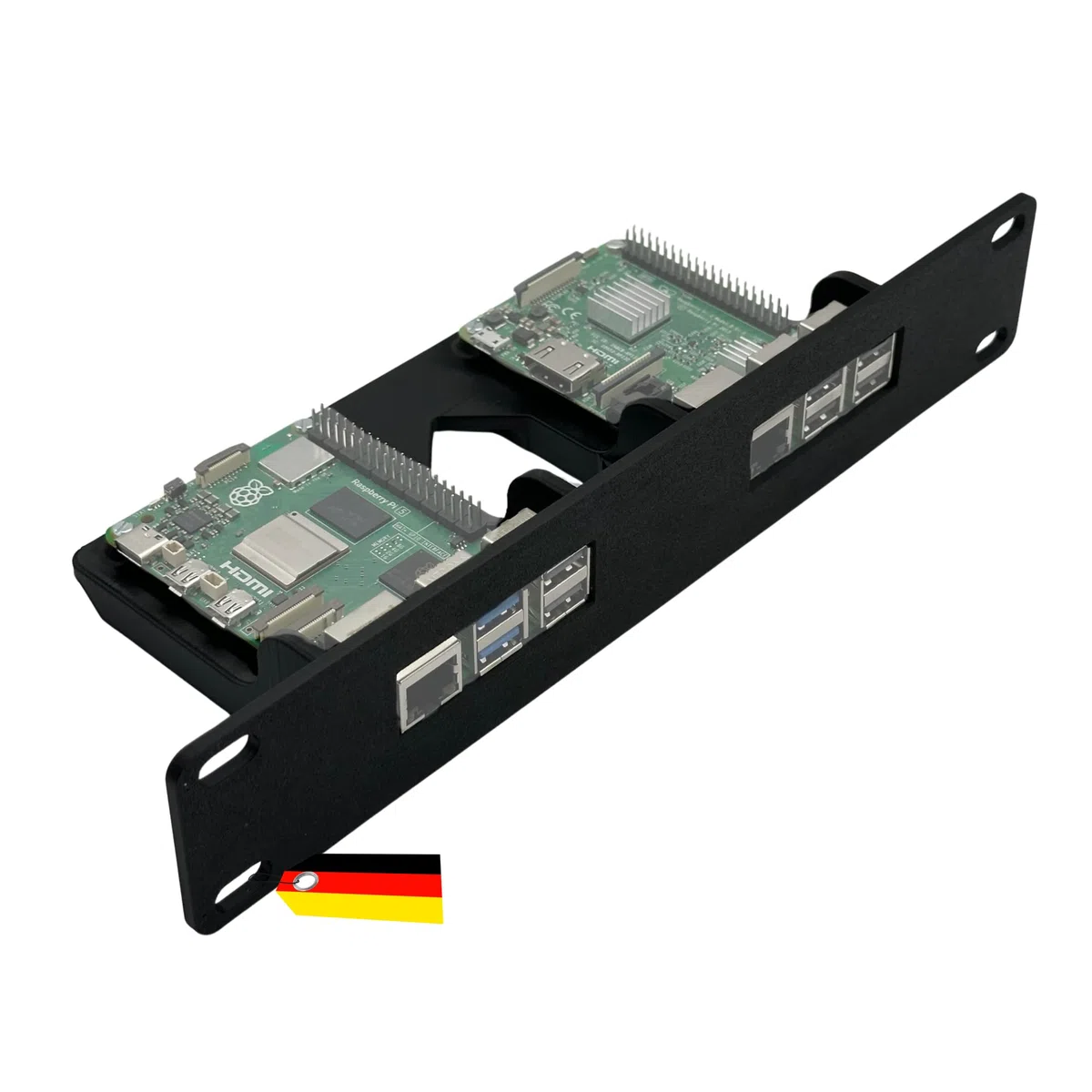 Homelab - Supporto per rack da 10 pollici per 2 Raspberry Pi 5, 4 o 3B+, struttura in plastica stabile, accessorio per server Homelab, prodotto in Germania