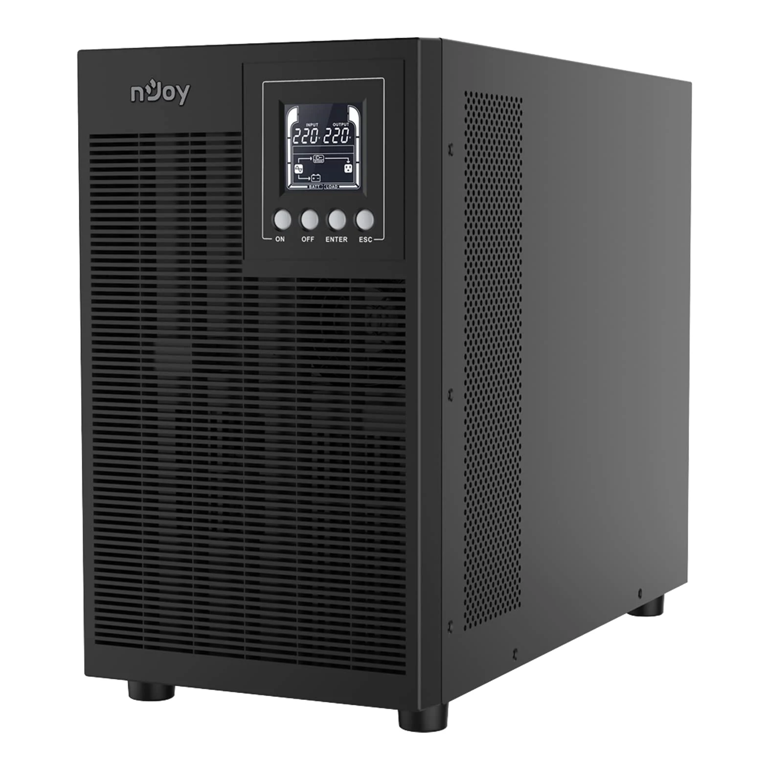 NJOY Echo Pro 3000 Gruppo di Continuità UPS Tower 3000VA 2400 Watt Doppia Conversione OnLine Onda Sinusoidale Pura, 4 Uscite Schuko, USB, RS232, EPO, Slot SNMP, 6 Batterie 12V-7Ah