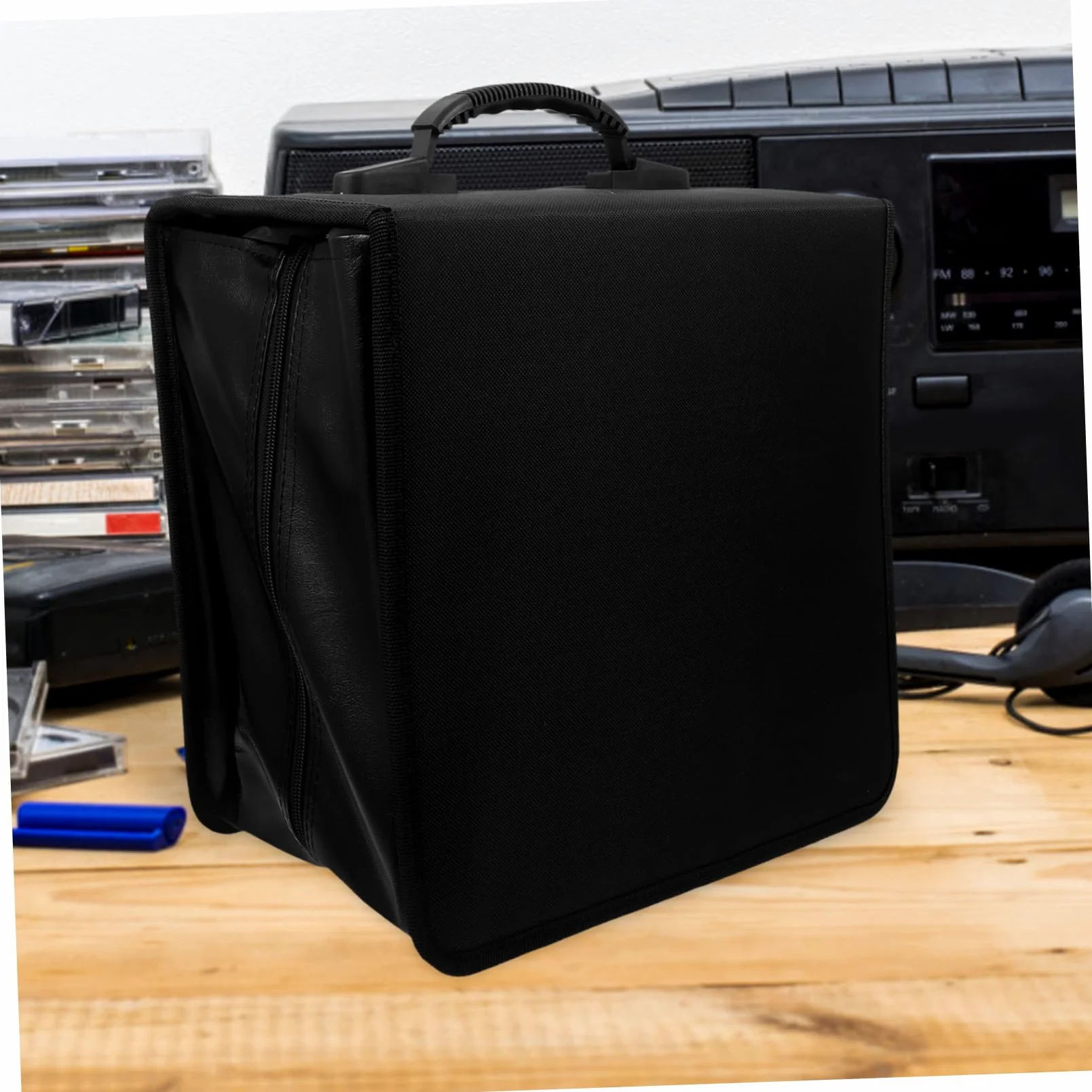 Mobestech Portaoggetti Per Dvd in Pu Da Dischi Organizer Cd Con Maniglia Raccoglitore Per Cd Custodia Per Dischi Per Auto e Viaggi