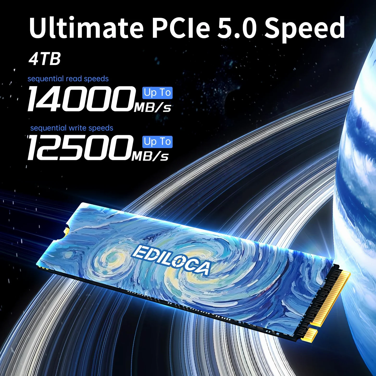 SSD 4TB NVMe PCIe 5.0x4, Fino a 14.000 MB/s Lettura e 12.500 MB/s Scrittura, con Cache DRAM LPDDR4 4GB e SLC Dinamica, M.2 2280 3D TLC Per Gaming, Editing Video 4K/8K, PC/Notebook (EN1400 Pro)