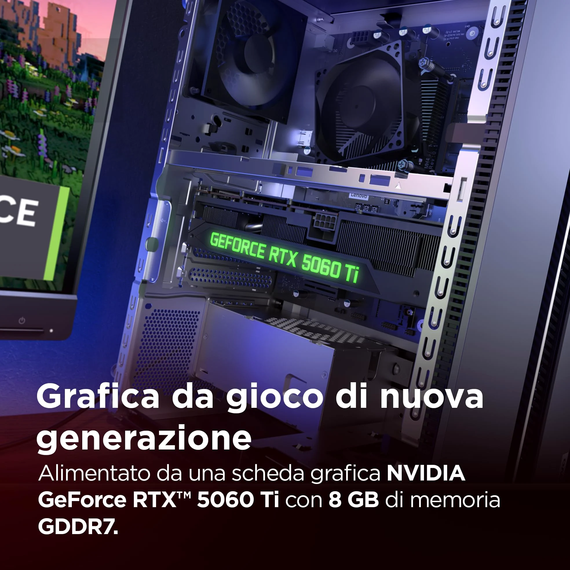 Lenovo LOQ 17IAX10 Desktop Computer, Intel Core Ultra 7 255HX, RAM 16GB, SSD 1TB, NVIDIA GeForce RTX 5060 Ti 8GB GDDR7, Windows 11 Home - Luna Grigio + Raven Nero