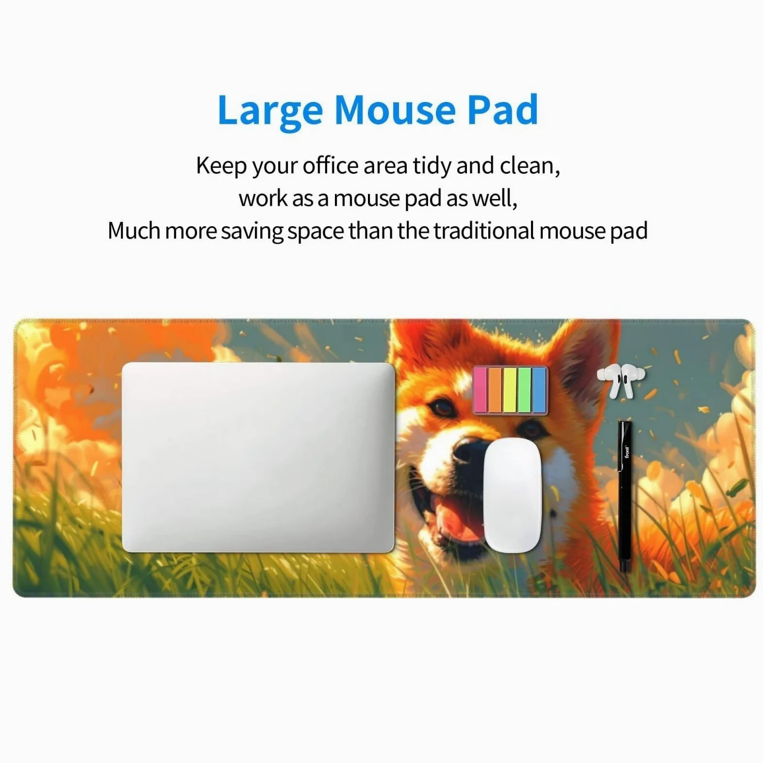 Tappetino Mouse, Tappetino Mouse Gaming Grande XXL 1500x800x3mm Tappetino Scrivania Mouse Pad, Base in Gomma Antiscivolo, Bordi Cuciti,Lavabile, Mousepad per Ufficio e Gaming (Corgi) R-400