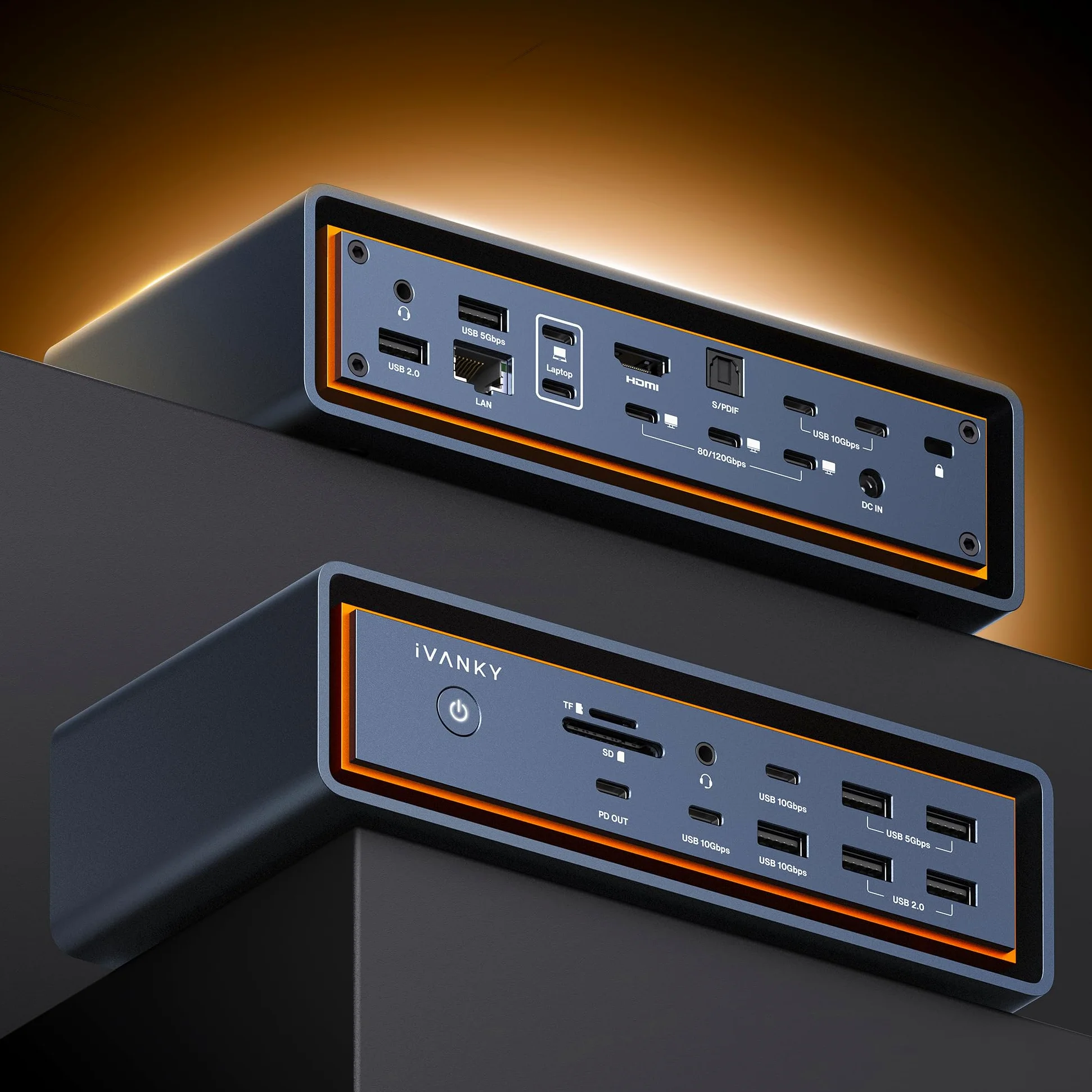 iVANKY 23-in-1 FusionDock Max 2 per 120Gbps Thunderbolt 5, Stazione di Docking Triple Monitor, 6K@60Hz Dock per MacBook M1/M2/M3/M4/M5 Pro/Max,HDMI 2.0, 140W PD, 10Gbps USB, 2,5 GbE, SD/TF 4.0