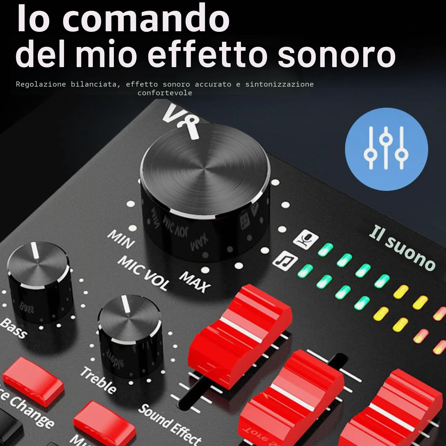 Scheda Audio Live, 16 Effetti Sonori V8S Voice Changer Scheda Audio Connessione Wireless, 8 modalità Divertenti, Scheda Mixer Audio per Karaoke, Design Leggero