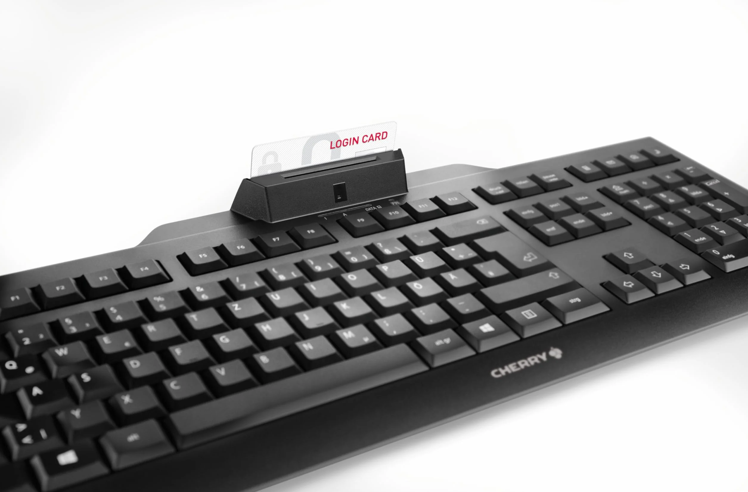 CHERRY KC 1000 SC, Tastiera di Sicurezza Cablata con Lettore di Carte Integrato, Layout Tedesco (QWERTZ), Plug & Play (Connettore USB-A), Design Piatto, Nero