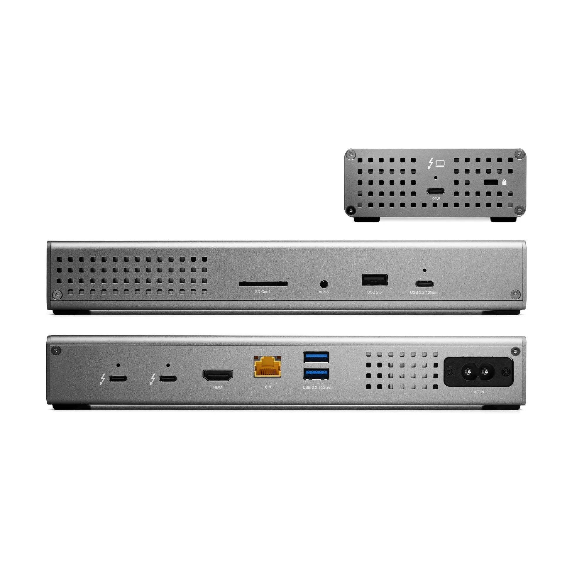 OWC Thunderbolt Go Dock, 11 porte, Thunderbolt 4, alimentatore integrato, ricarica da 90 W, compatibile con iPad, Mac Thunderbolt e USB-C, PC, Chromebook e dispositivi Android, OWCTB4DKG11P