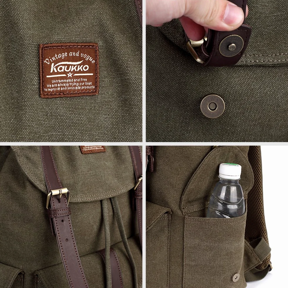 KAUKKO Annata Tela di viaggio un'escursione zaino di campeggio Escursionismo Bag per gli sport esterni svago Daypacks Sports Freizeit Daypacks (Army green)