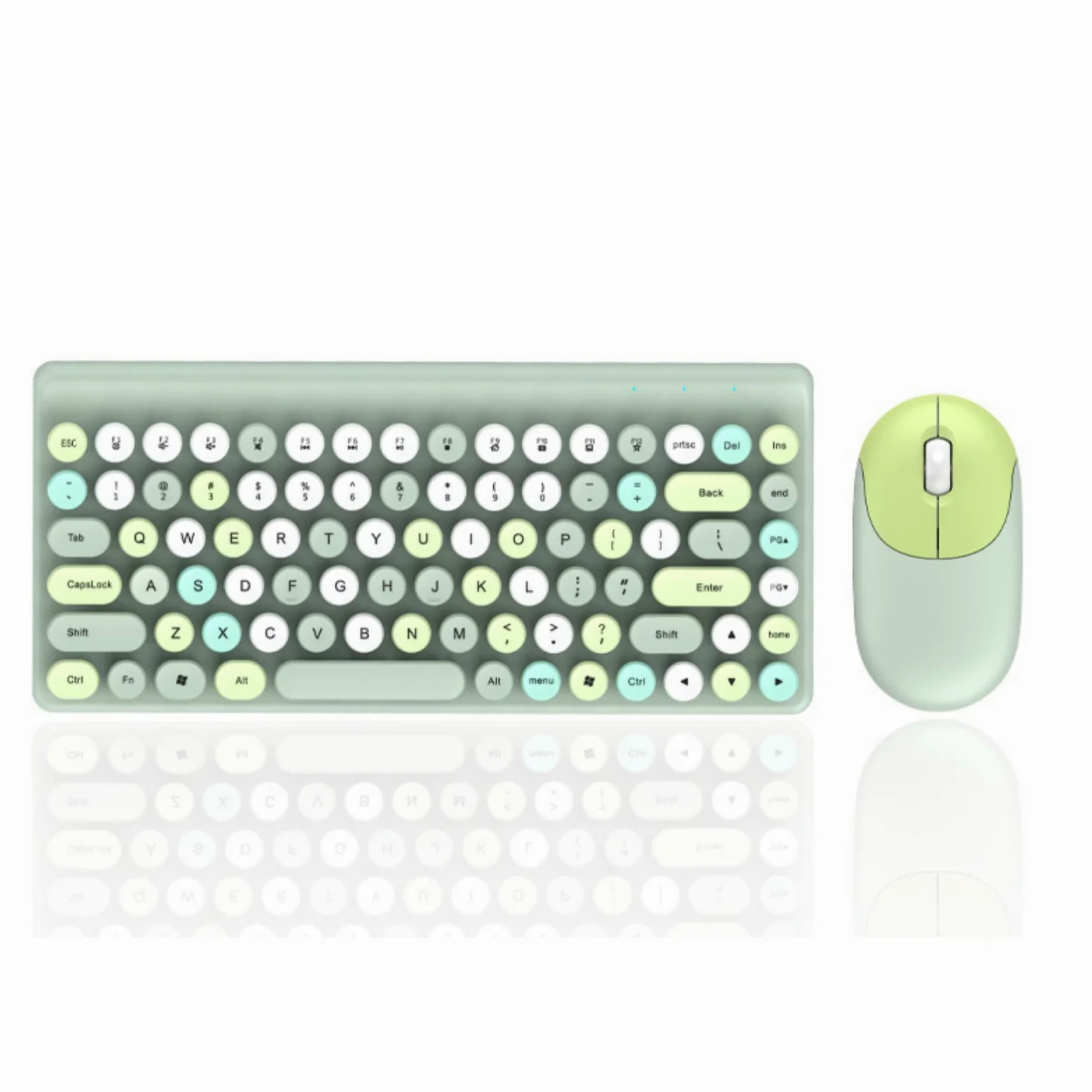 Jectse Tastiera e Mouse Wireless 2,4 GHz - Combo Ergonomico Con Tastiera Retrò Per Macchina Da Scrivere e Mouse 1200 DPI - Per Computer (Verde)