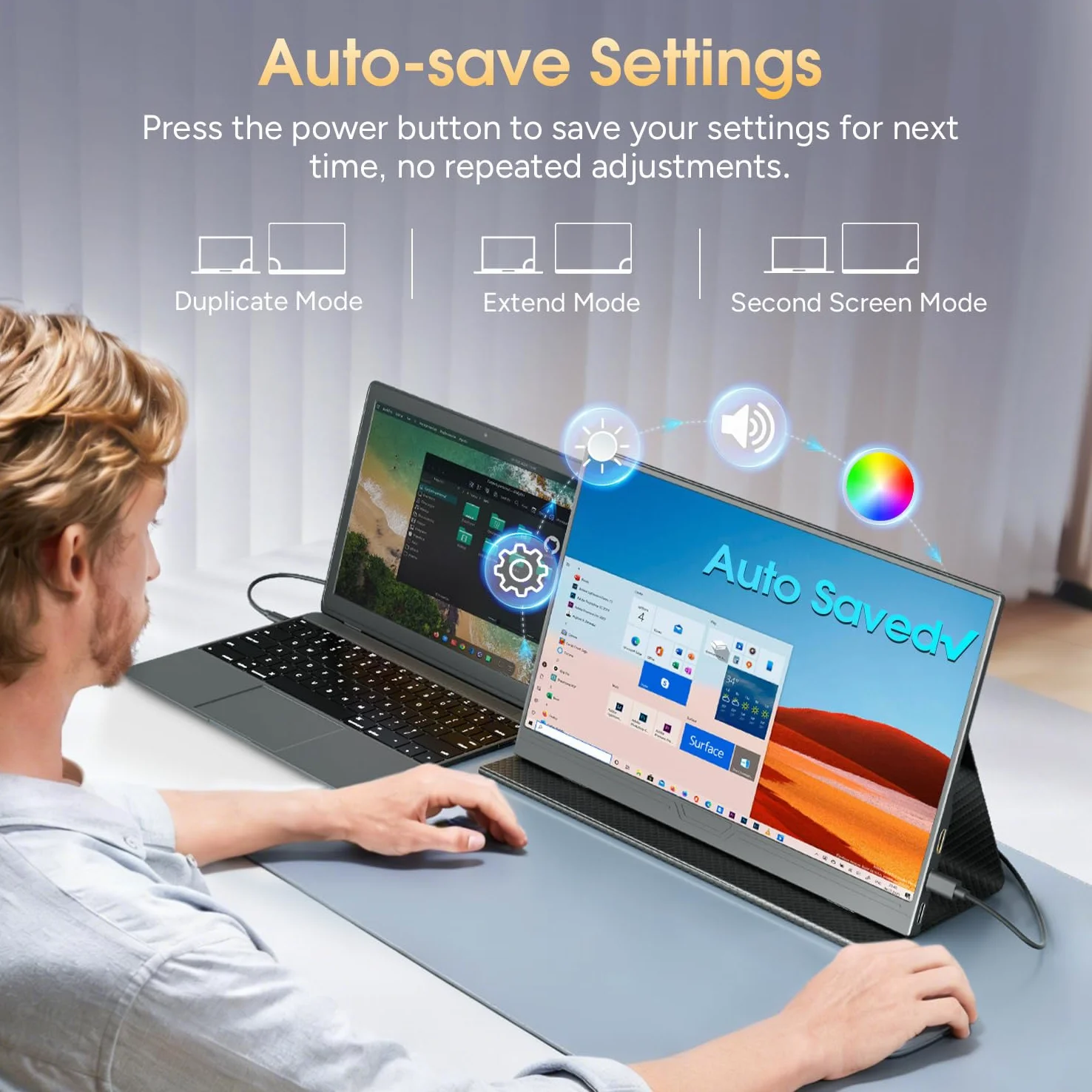Monitor portatile, 15,6 pollici 1080p FHD IPS secondo schermo per laptop con Eye Care, USB-C e Mini HDMI, schermo portatile per laptop, PC, Mac, telefono e giochi