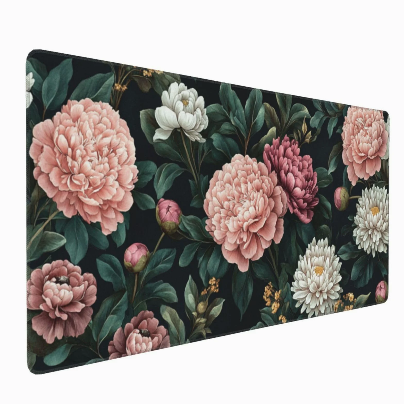 Tappetino Mouse XXL Fiori & Peonia, 100 x 50 cm Tappetino da Scrivania G435 | Tappetino per Mouse, Base in Gomma Antiscivolo, Superficie Impermeabile, Bordi Cuciti, Tappetino Scrivania per Ufficio, Gioco