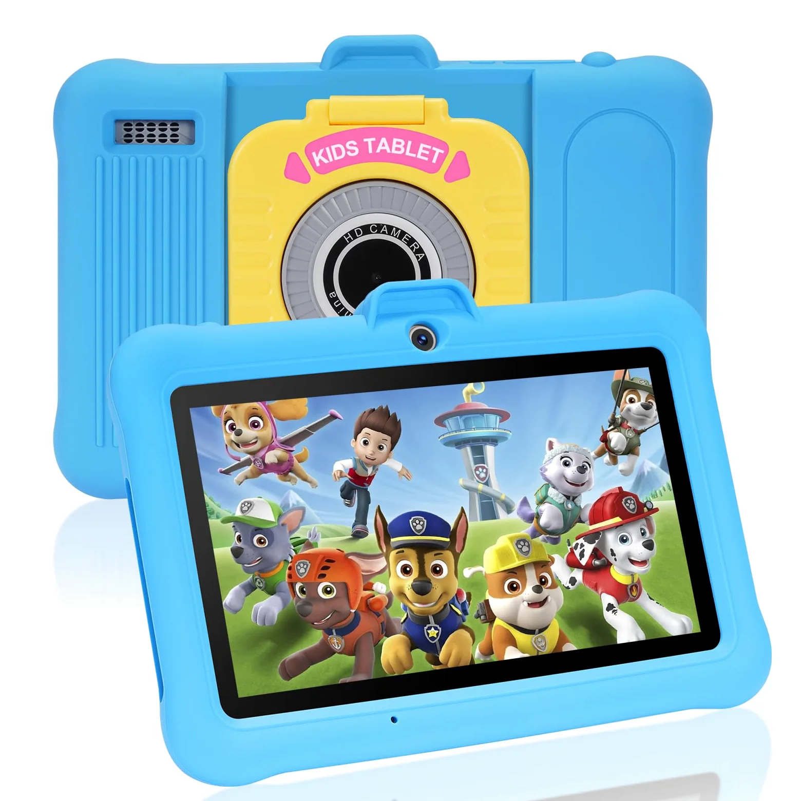 Tablet Bambini 7 Pollici Android, RAM 8 (3+5) GB, ROM 64 GB (TF 128 GB), GMS Certified, Apps Preinstallato, Educativo, Controllo Parentale, WiFi, Kid-Proof Custodia con Supporto Regolabile