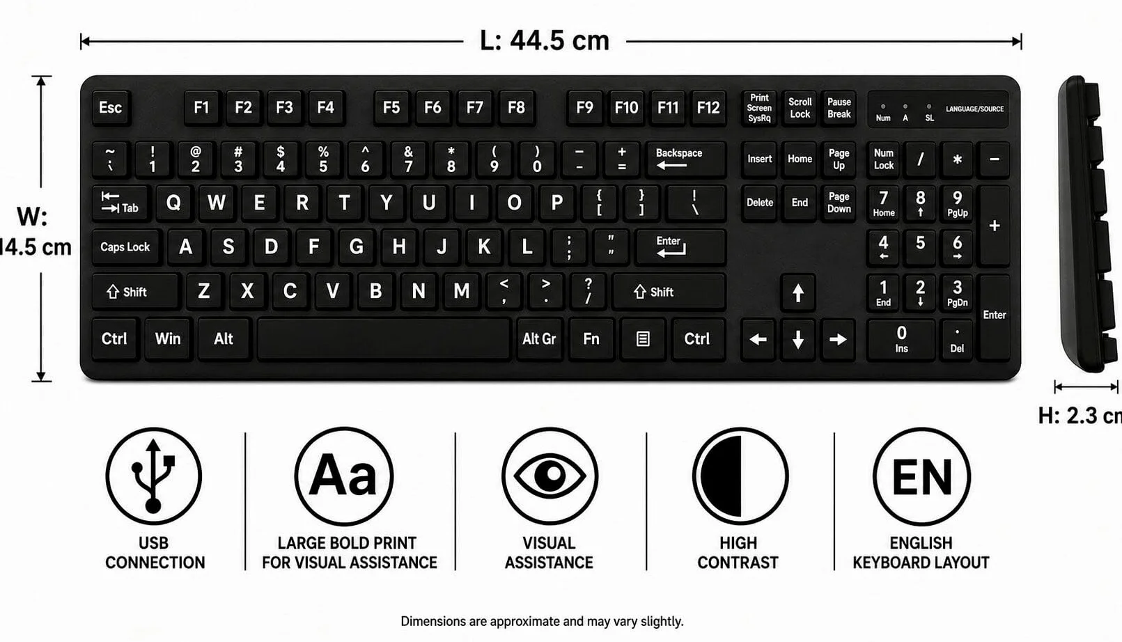 Tastiera francese con stampa grande, layout francese azerty, tastiere USB cablate per computer per ipovedenti e ipovedenti
